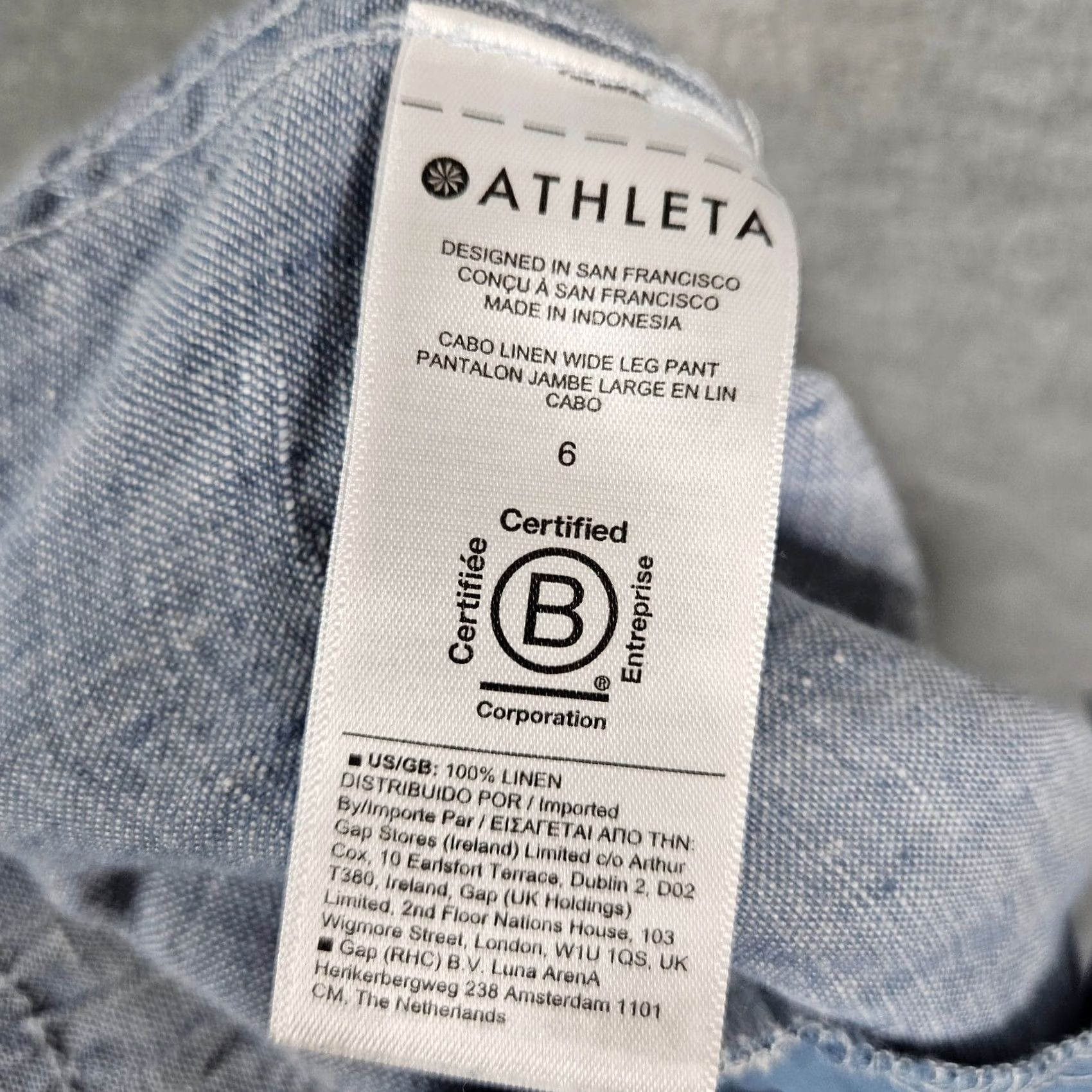 Athleta Athleta Pants Women's Wide Leg Pull On Pockets 100% Linen Size 6 Blue Regular Size 28" / US 6 / IT 42 - 8 Thumbnail