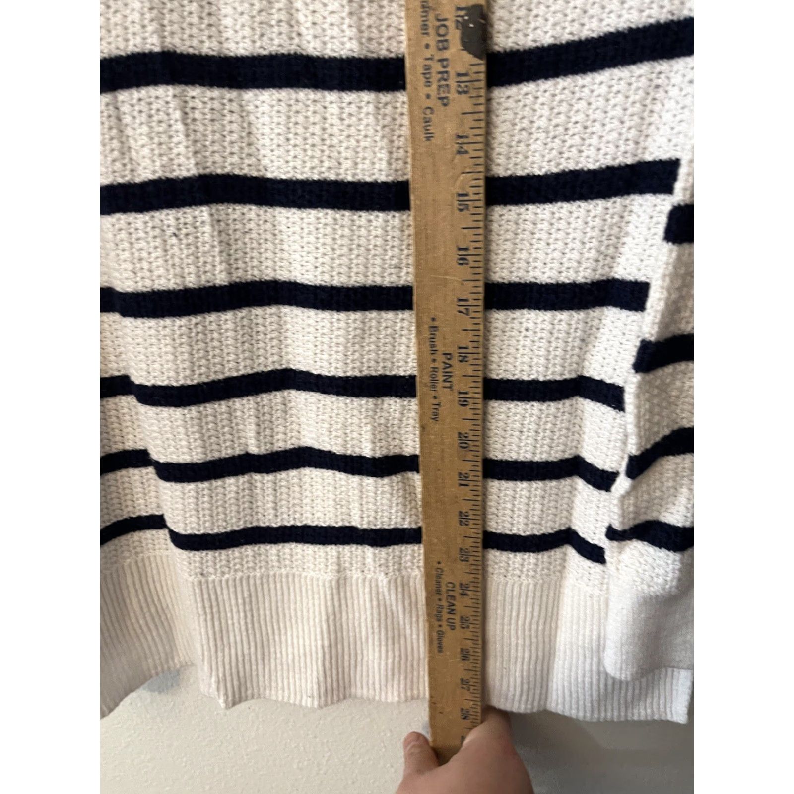 Old Navy Old Navy White Blue Striped Knit Mock Neck Sweater - L Womens Pullover Casual. Size L / US 10 / IT 46 - 4 Thumbnail