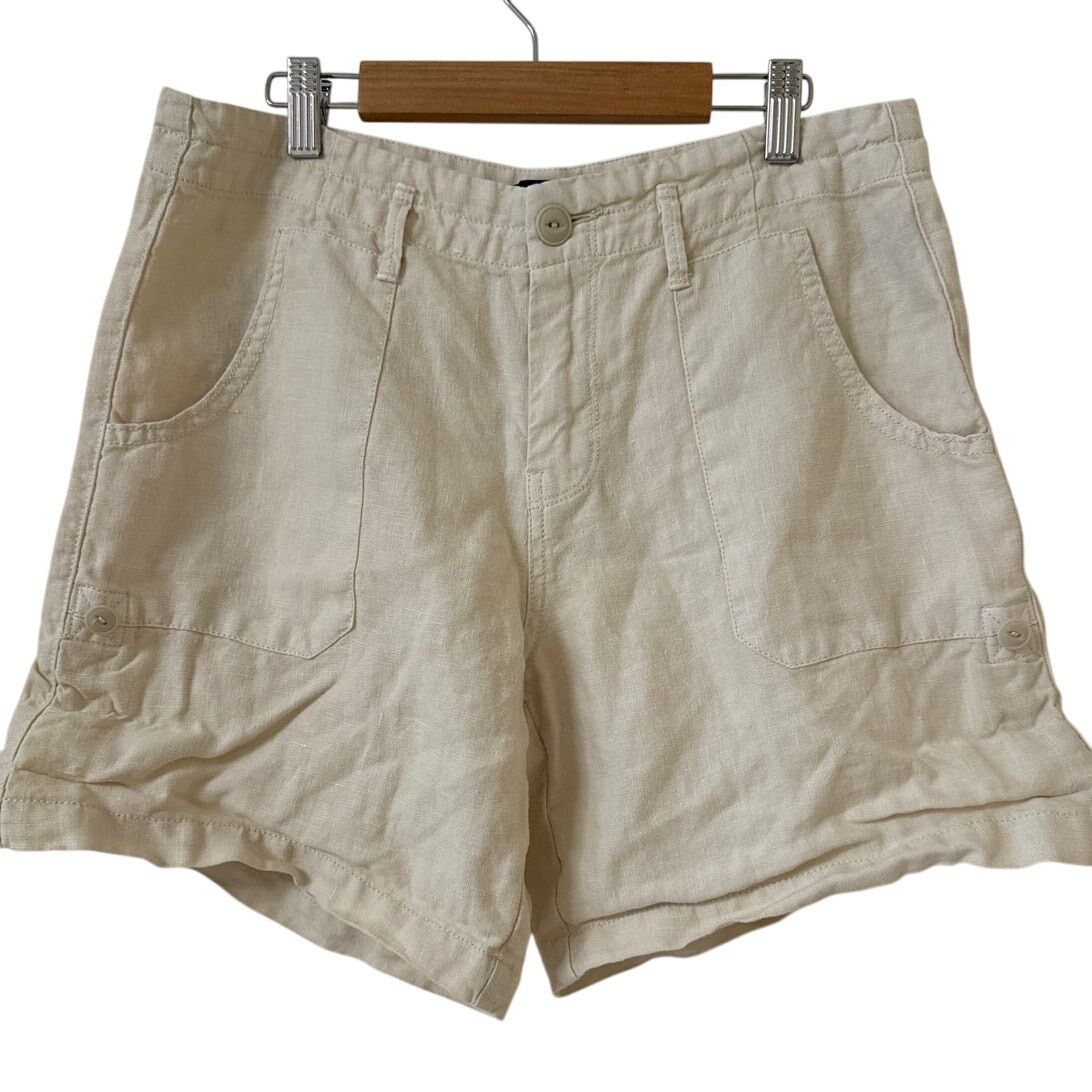 Sanctuary Sanctuary Linen Shorts, Size 27 Beige Roll Hem Slip Pockets Size 27" / US 4 / IT 40 - 5 Thumbnail