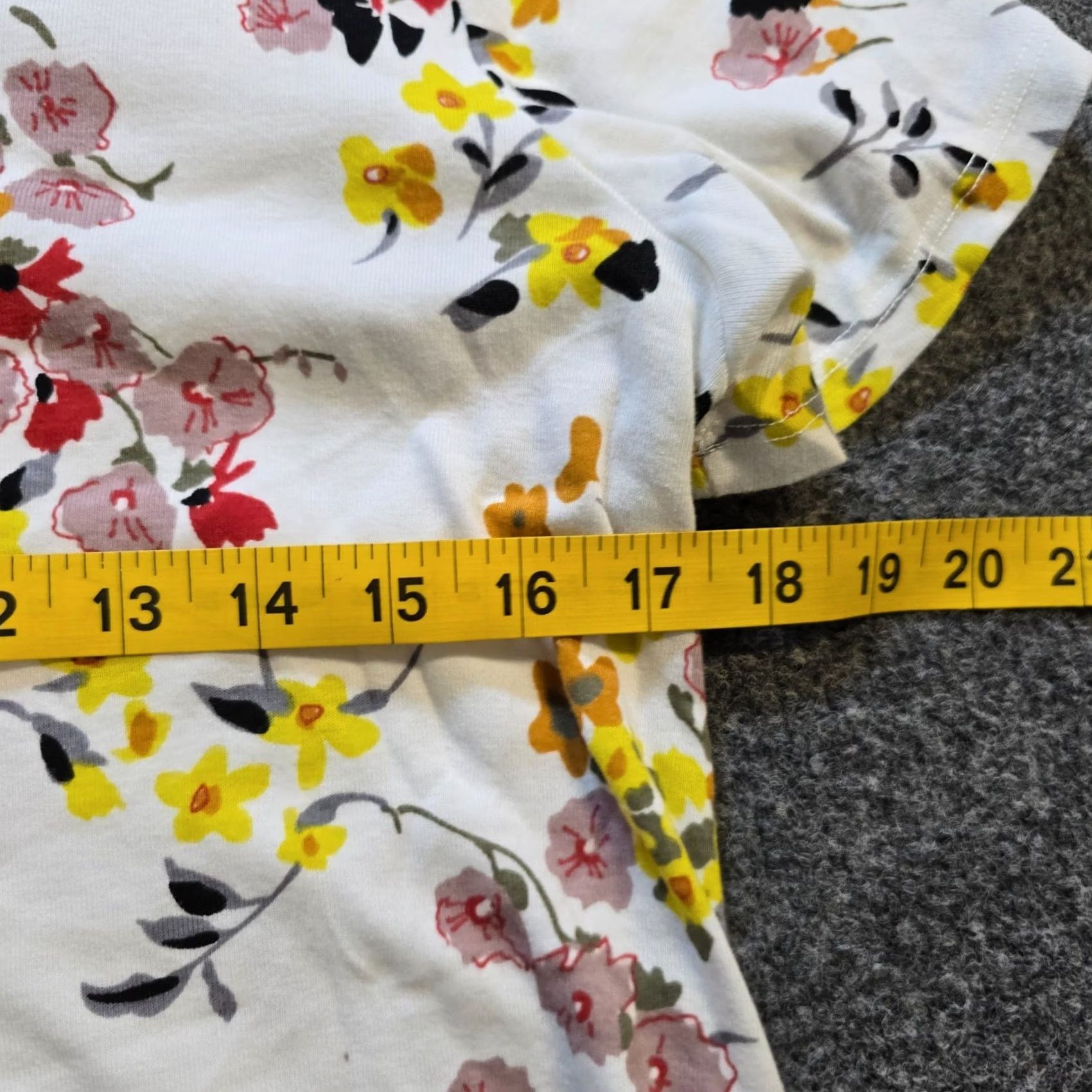 Habitat Habitat Top Womens Large White Yellow Floral Asymmetrical Stretch Casual T-Shirt Tunic Short Sleeve Round Neck Crew Neck Cotton Regular Mens? Womens Size L / US 10 / IT 46 - 5 Thumbnail
