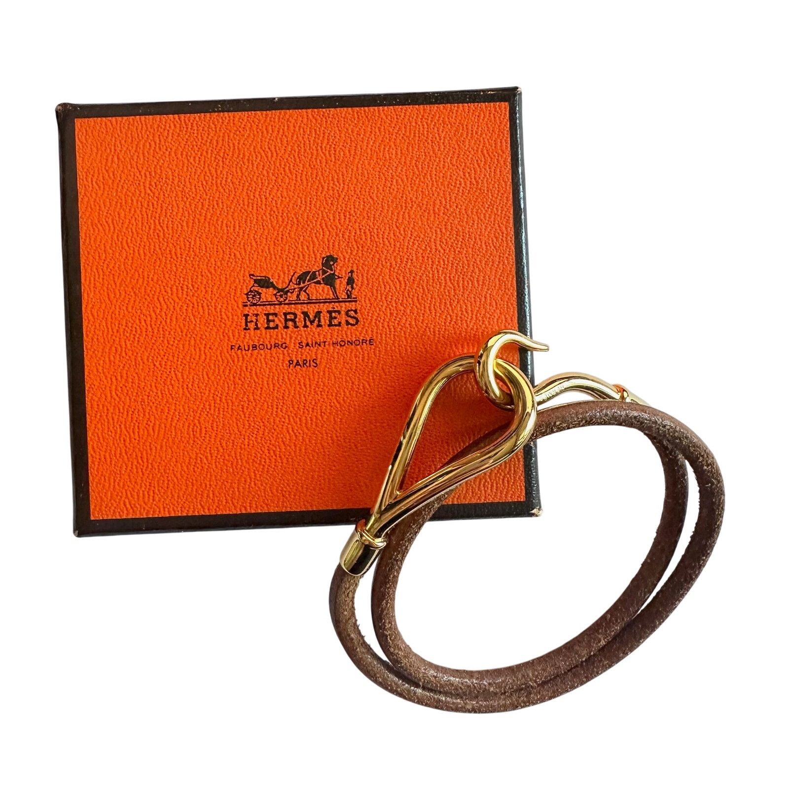 Hermes Hermès Jumbo Leather Hook Double Wrap Bangle Bracelet Choker Size ONE SIZE - 1 Thumbnail