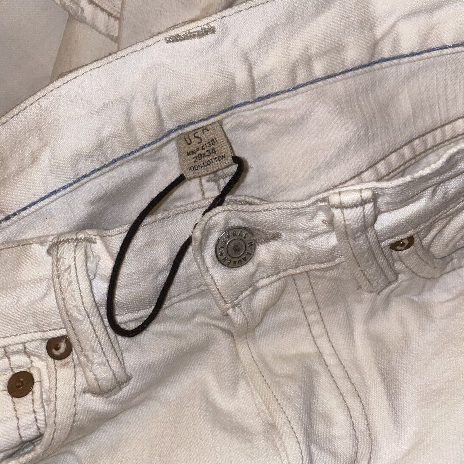 RRL Ralph Lauren RRL Double Ralph Lauren Jeans Size 29x34 White Distressed Size US 29 - 5 Thumbnail
