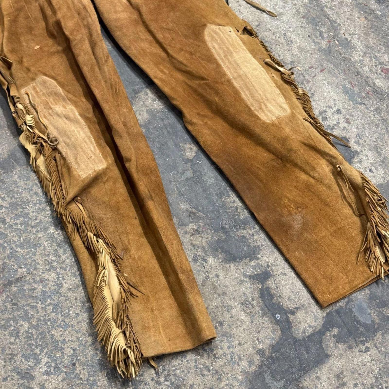 Other Vintage 1940s/50s Genuine Suede Fringed Western Trousers Size US 36 / EU 52 - 2 Thumbnail