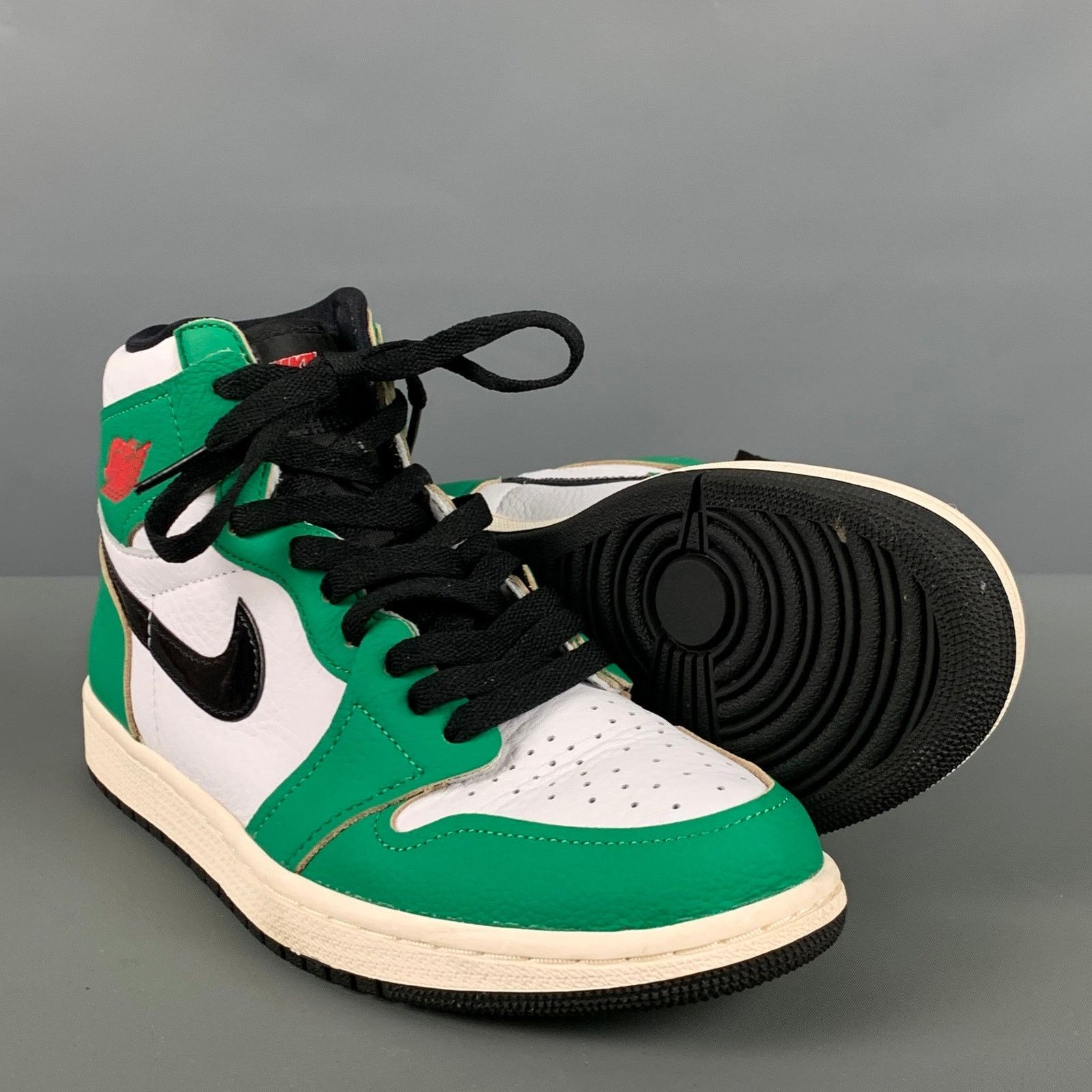 Nike Size 7.5 Green White Leather Color Block High Top Sneakers Size US 7.5 / IT 37.5 - 5 Thumbnail