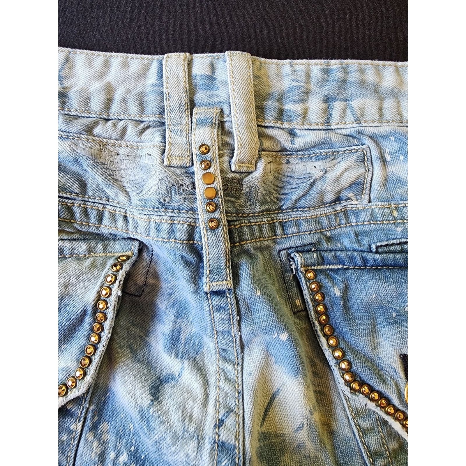 Robins Jeans Robin’s Jean Mens Destroyed Rhinestones Studded Shorts Size US 42 / EU 58 - 4 Thumbnail