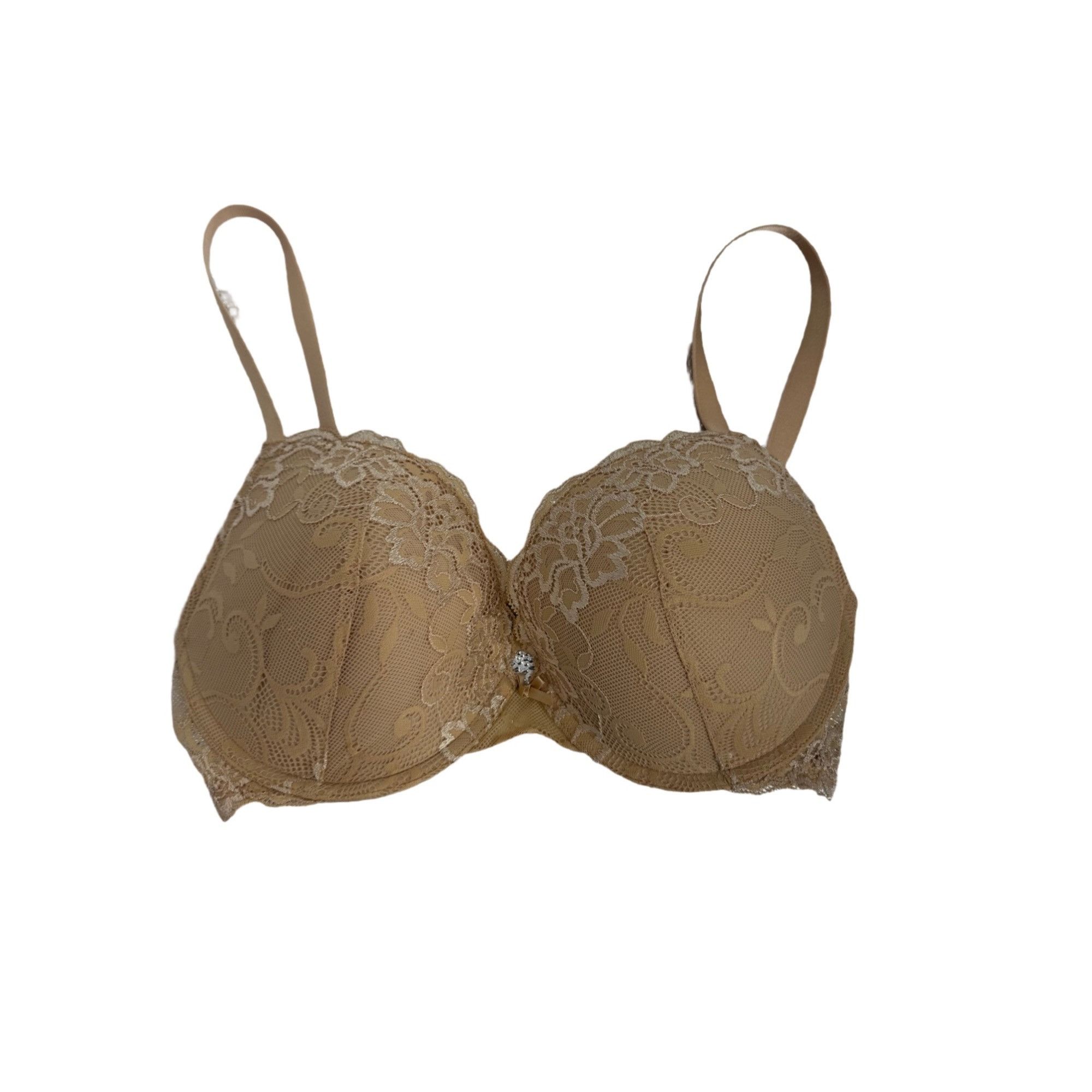 Other Floral Lace Bra - Nude Beige Molded Cups - 34DD Size ONE SIZE - 1 Thumbnail