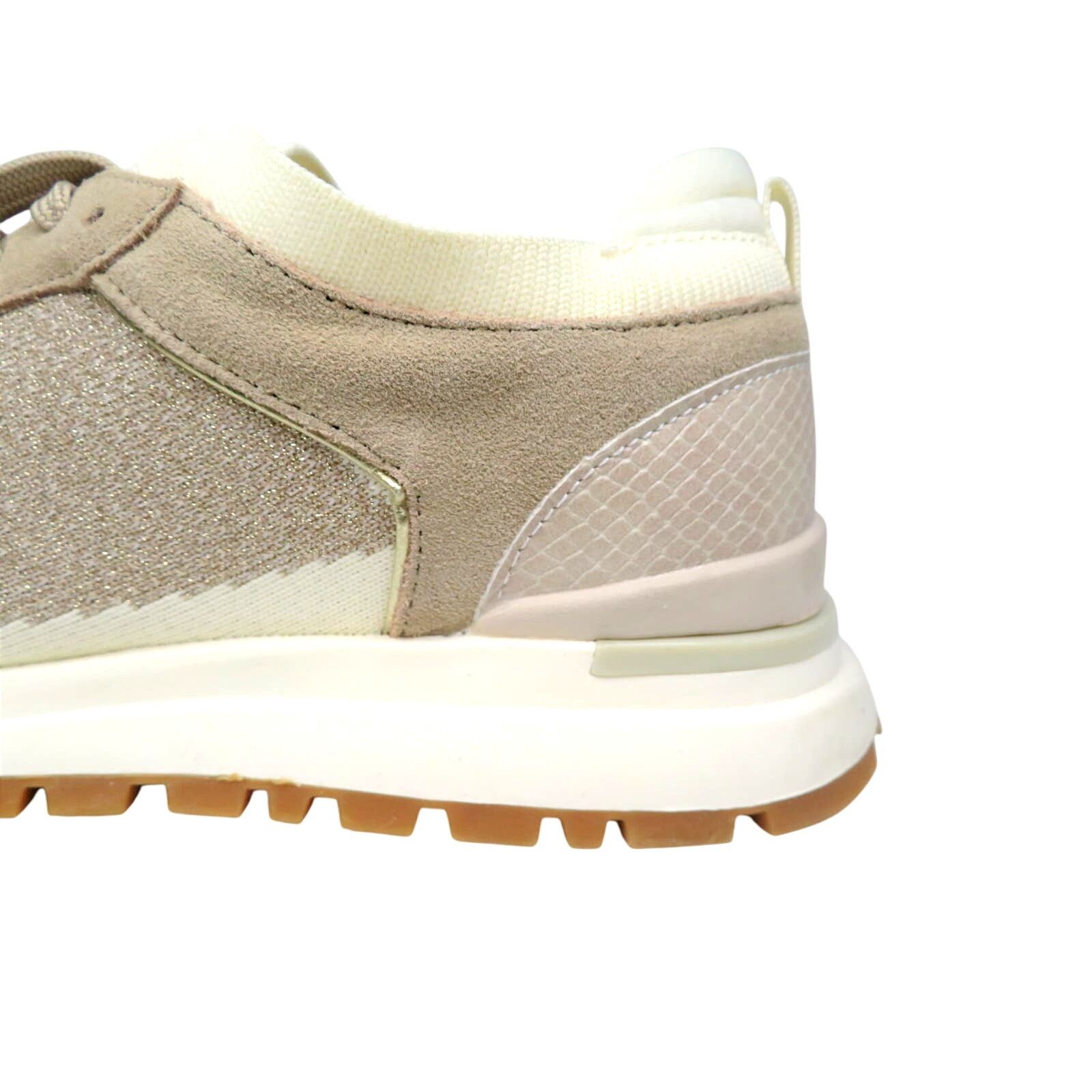 Zara ZARA Cream Sparkly Stretchable Fabric Lace Up Sneakers Size US 10 / IT 40 - 7 Thumbnail