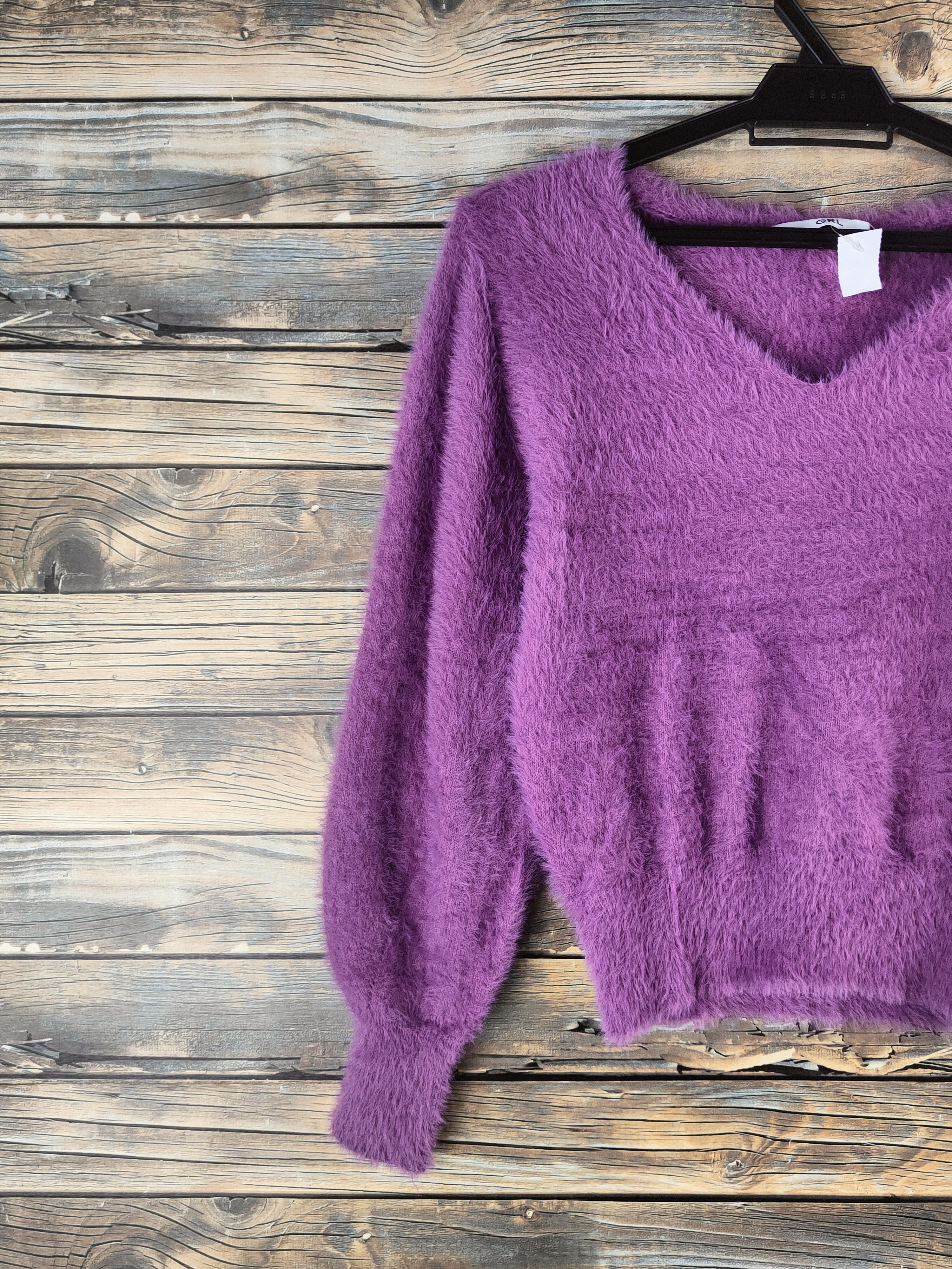 Japanese Brand DL GRL Purple Fur Mohair Knitwear #46-987 Size S / US 4 / IT 40 - 3 Thumbnail