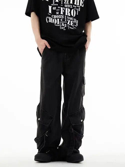Japanese Brand Street hip-hop leg bandage design loose jeans Size US 34 / EU 50 - 3 Thumbnail