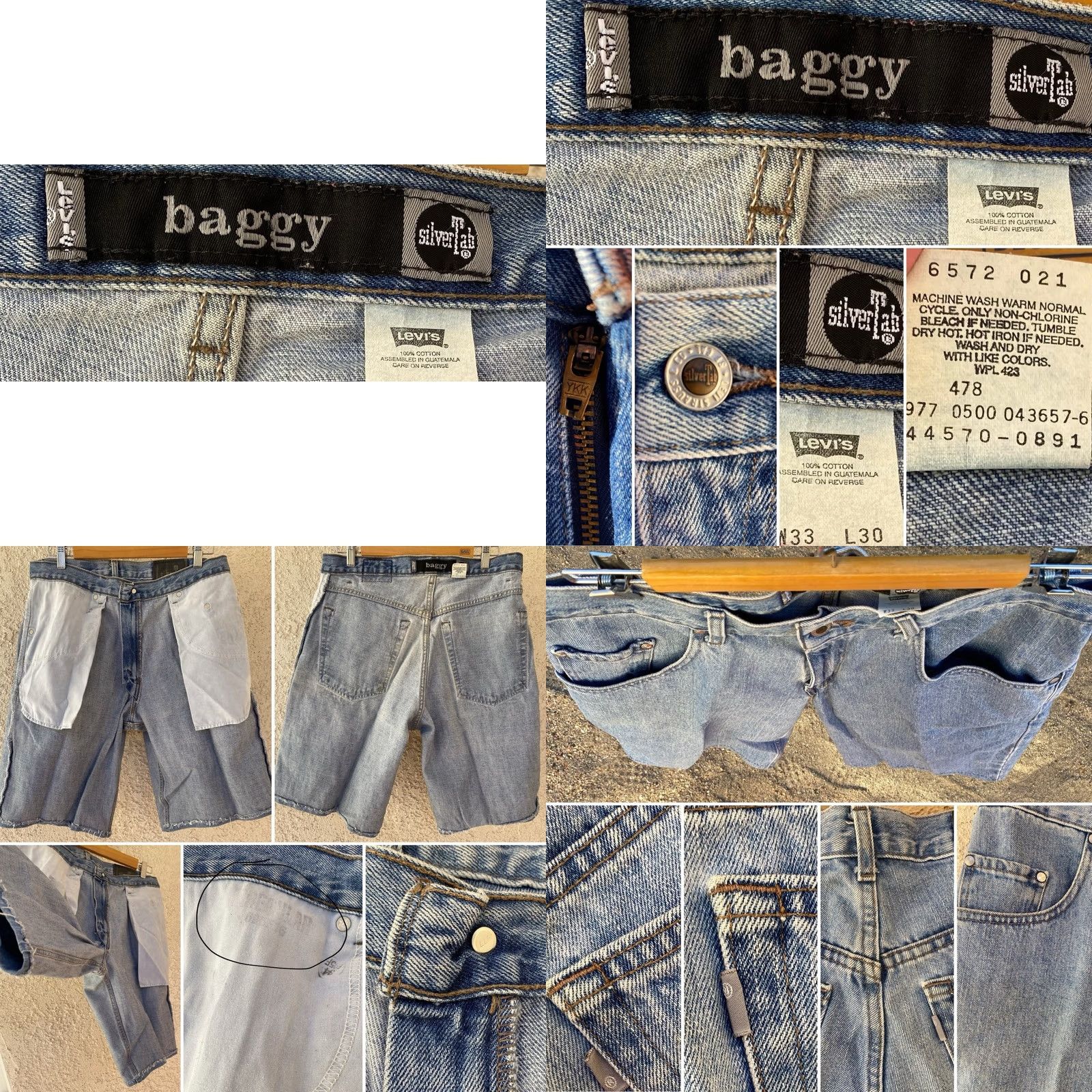 Levi's VINTAGE Levi's SilverTab Baggy Denim Shorts 33 Waist 34 Inseam 12 Hemmed Jorts Blue Mens Denim Shorts Modern/Travel Casual Classic Size US 33 - 9 Thumbnail