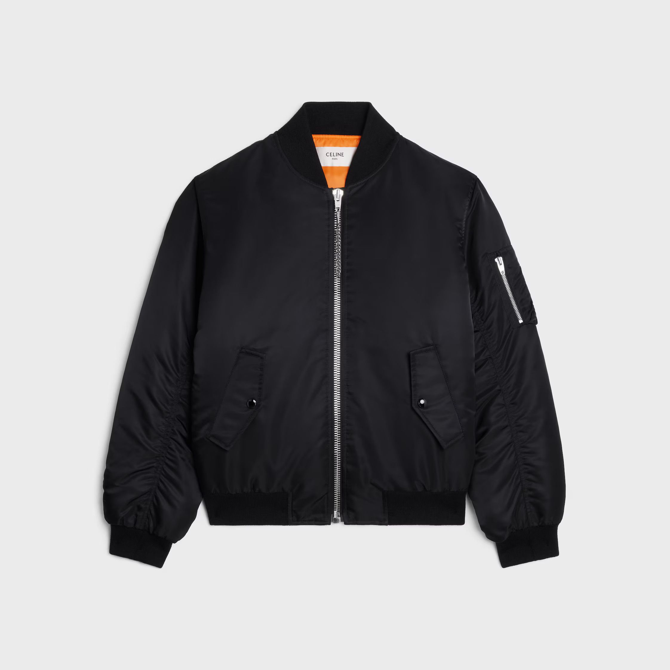 Celine o1loc1c1225 Bomber Jacket In Nylon in Black Size US S / EU 44-46 / 1 - 1 Thumbnail