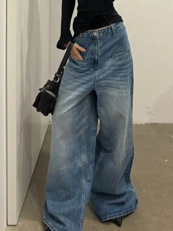 Japanese Brand Straight tube loose washed denim jeans Size US 32 / EU 48 - 3 Thumbnail