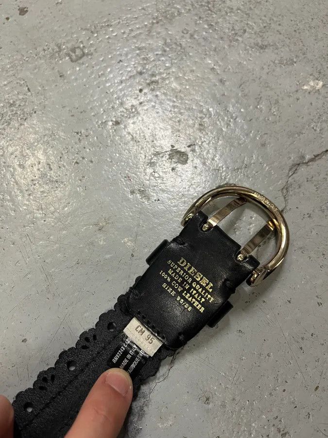 Designer × Diesel × Vintage Diesel Full Zip Black Leather Belt Size ONE SIZE - 9 Thumbnail