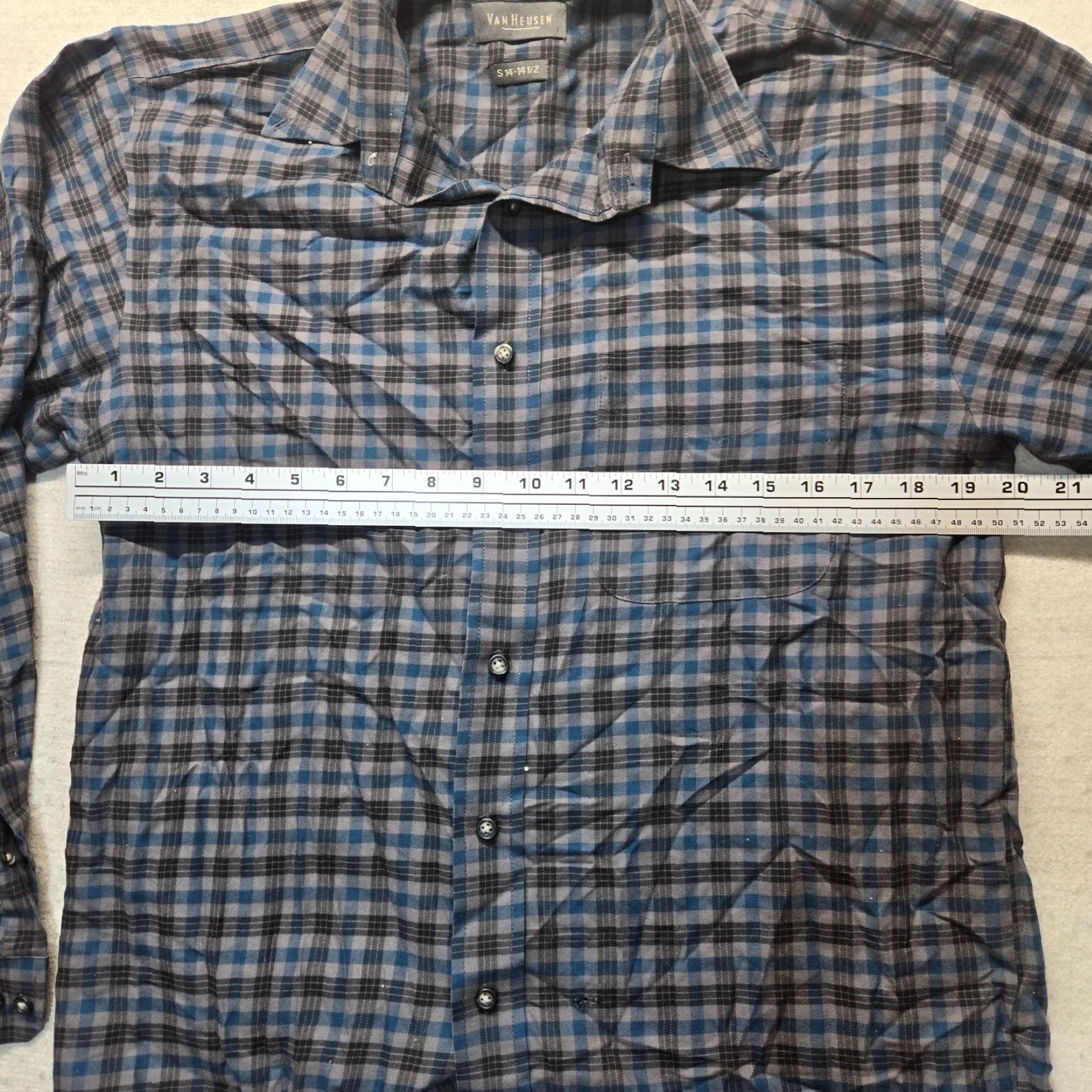 Van Heusen Van Heusen Shirt Adult Men's S Small Gray Blue Plaid Button Down Short Sleeve 14 Size US S / EU 44-46 / 1 - 6 Thumbnail