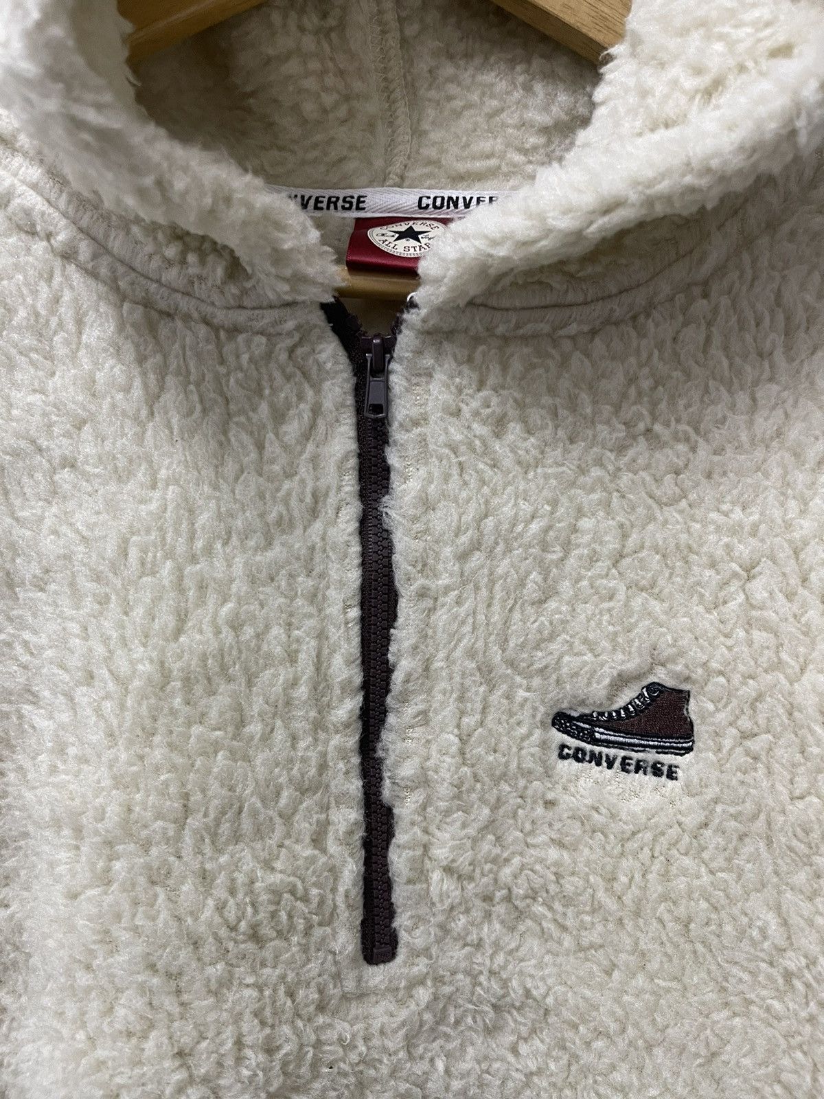 Converse Vtg Converse "Chuck Taylor" Sherpa Fleece Half-Zip Hoodie Size US L / EU 52-54 / 3 - 6 Thumbnail