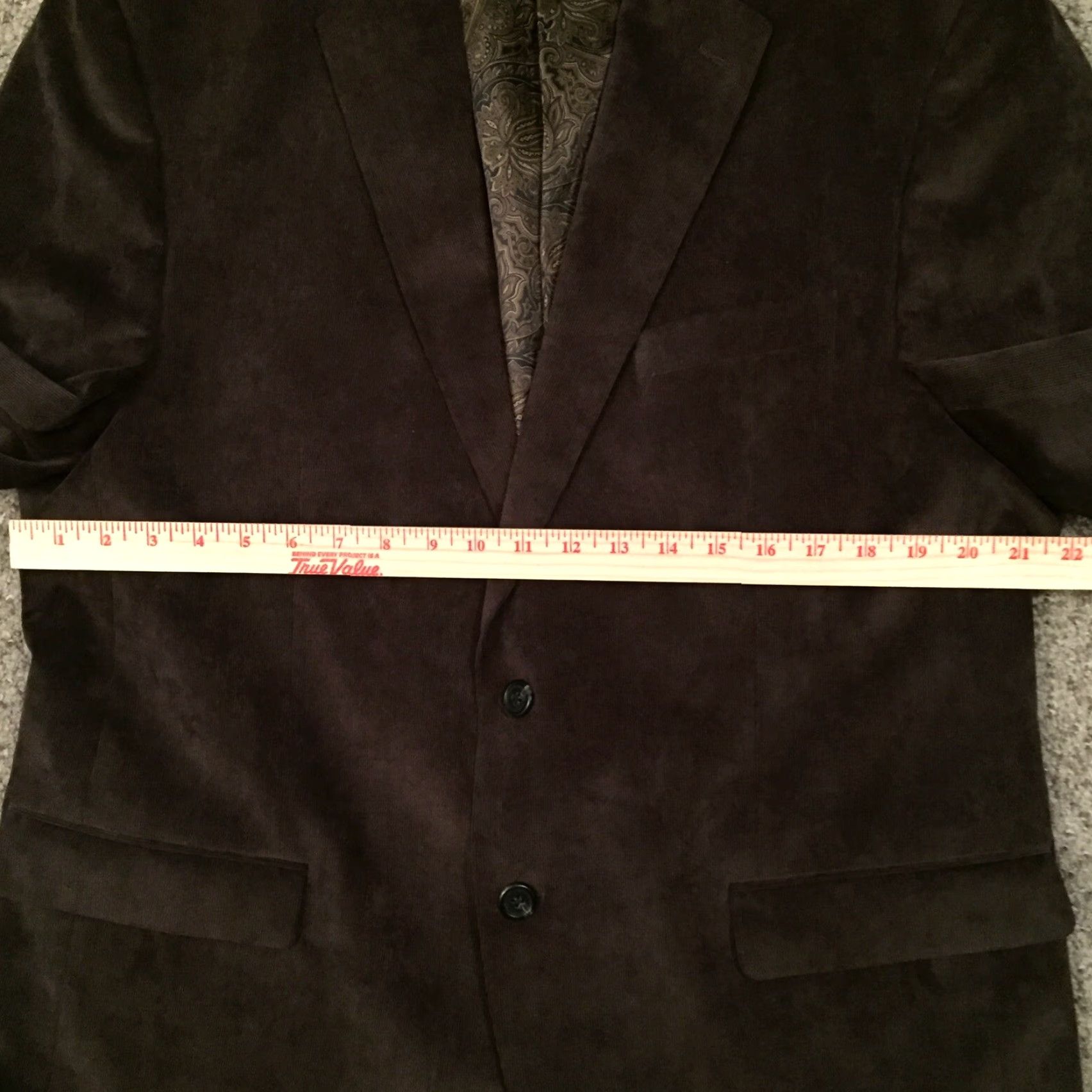 Chaps Chaps Blazer Mens 44 Regular Brown Corduroy Two Button Single Vent Jacket Coat Mens Apparel Size 44R - 4 Thumbnail