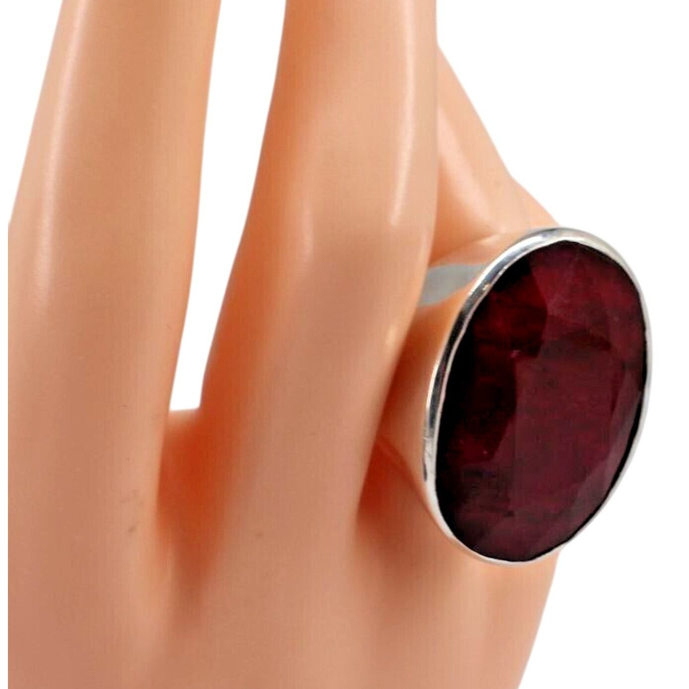 Other Chunky Red Ruby 925 Sterling Silver Ring • Brutalist •Size 7 Size ONE SIZE - 2 Thumbnail