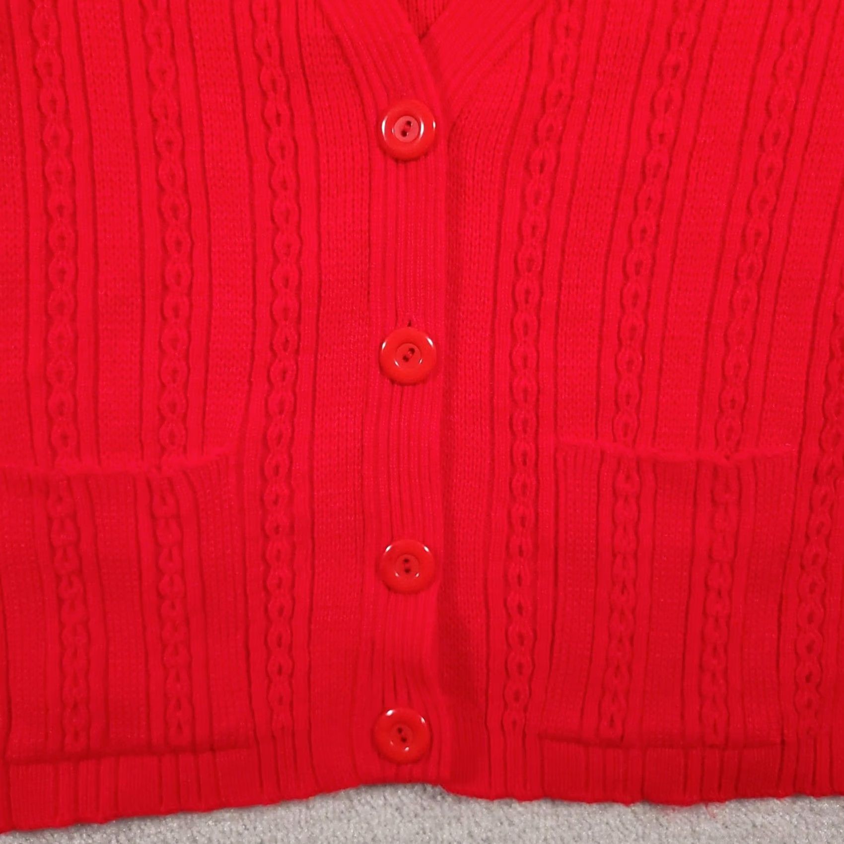Vintage VINTAGE Nan Dorsey Sweater Cardigan Women's XL Red Knit Pockets USA 80s Size XL / US 12-14 / IT 48-50 - 4 Thumbnail