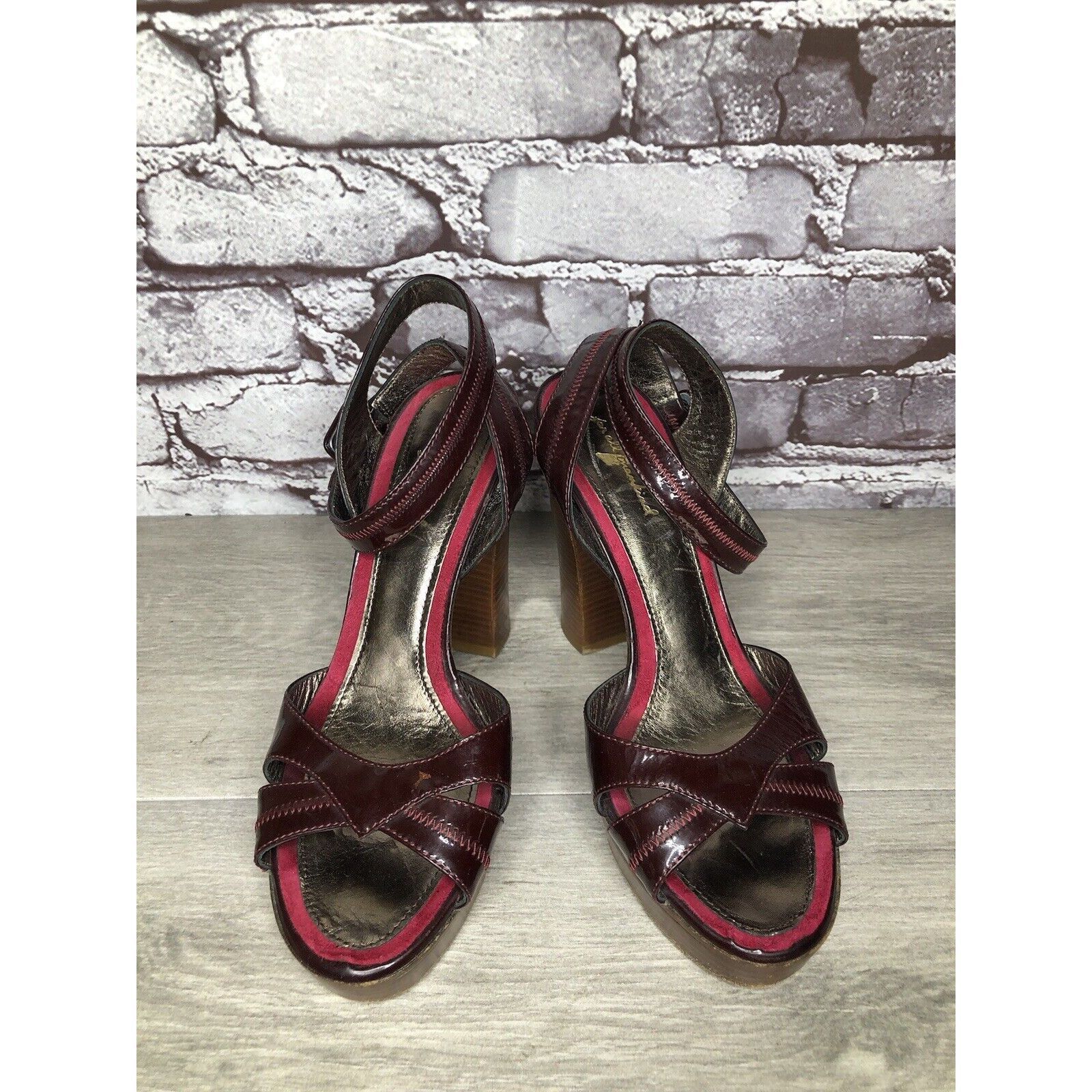 7 For All Mankind 7 Seven For All Mankind Purple Patent Platform Sandals Heels Size US 6.5 / IT 36.5 - 17 Thumbnail
