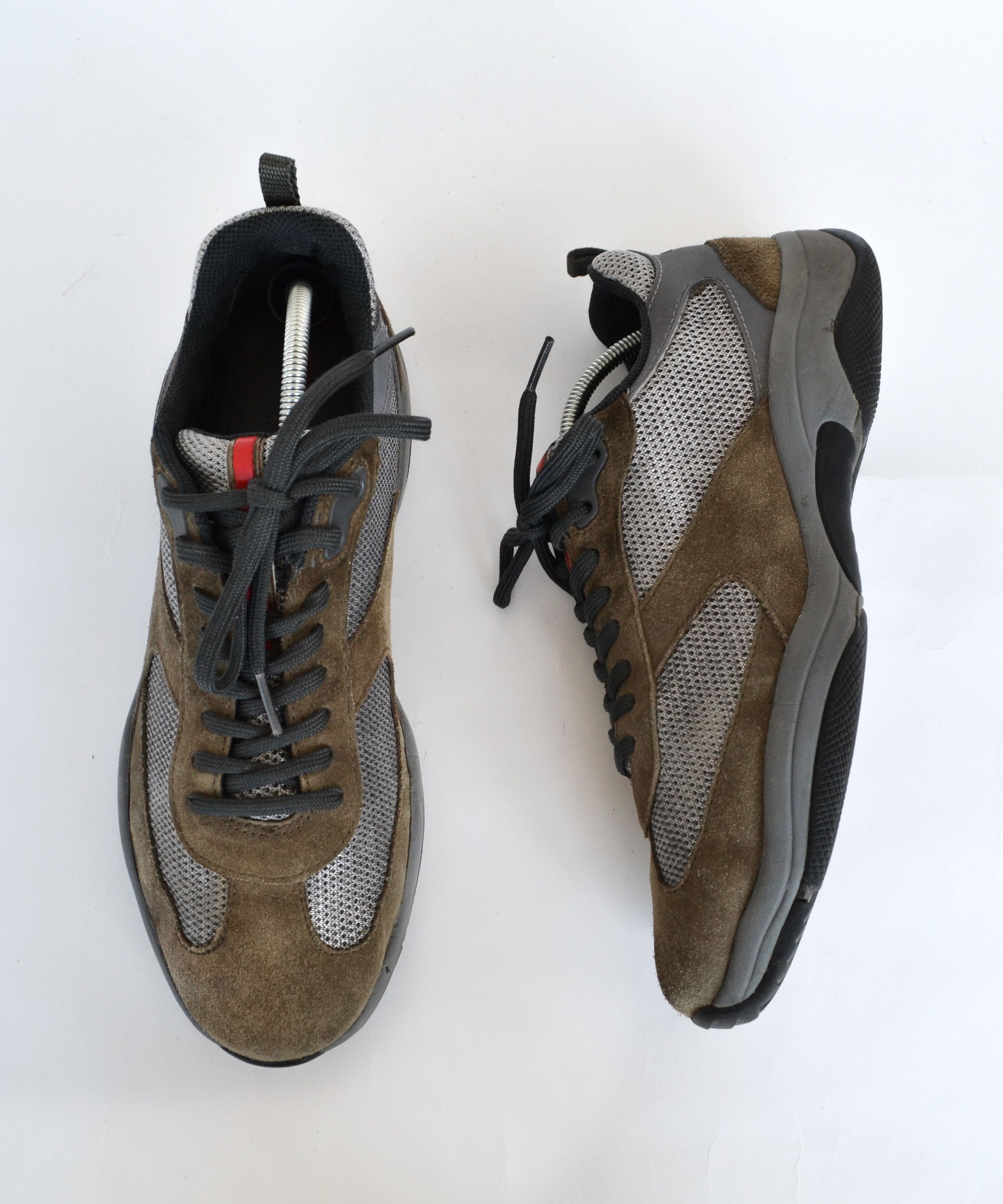 Prada 🔴 PRADA Sneakers Americas Cup Shoes Grey Suede Red Tab Size US 6 / EU 39 - 7 Thumbnail