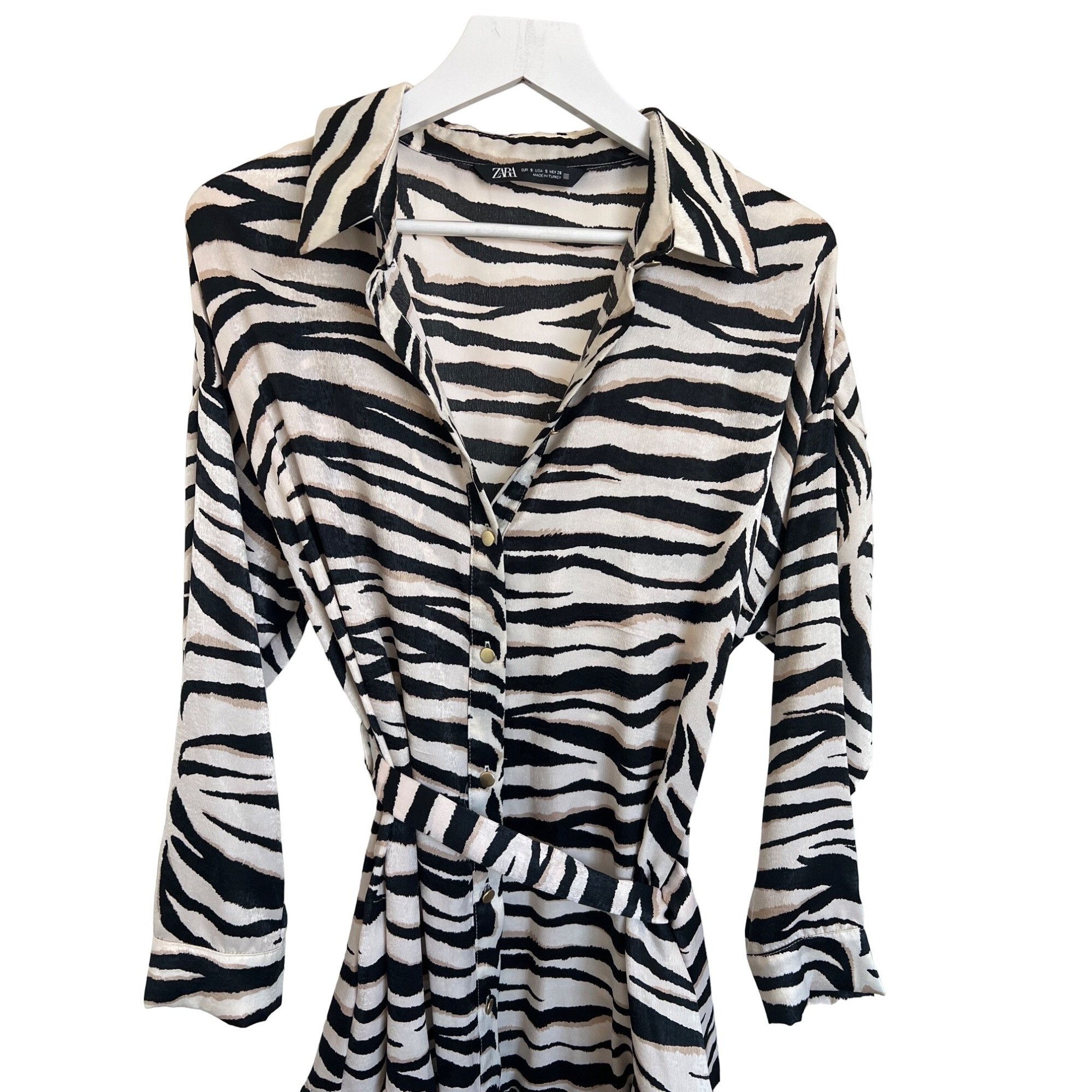 Zara Zara Zebra Print Belted Shirt Dress Size S / US 4 / IT 40 - 3 Thumbnail