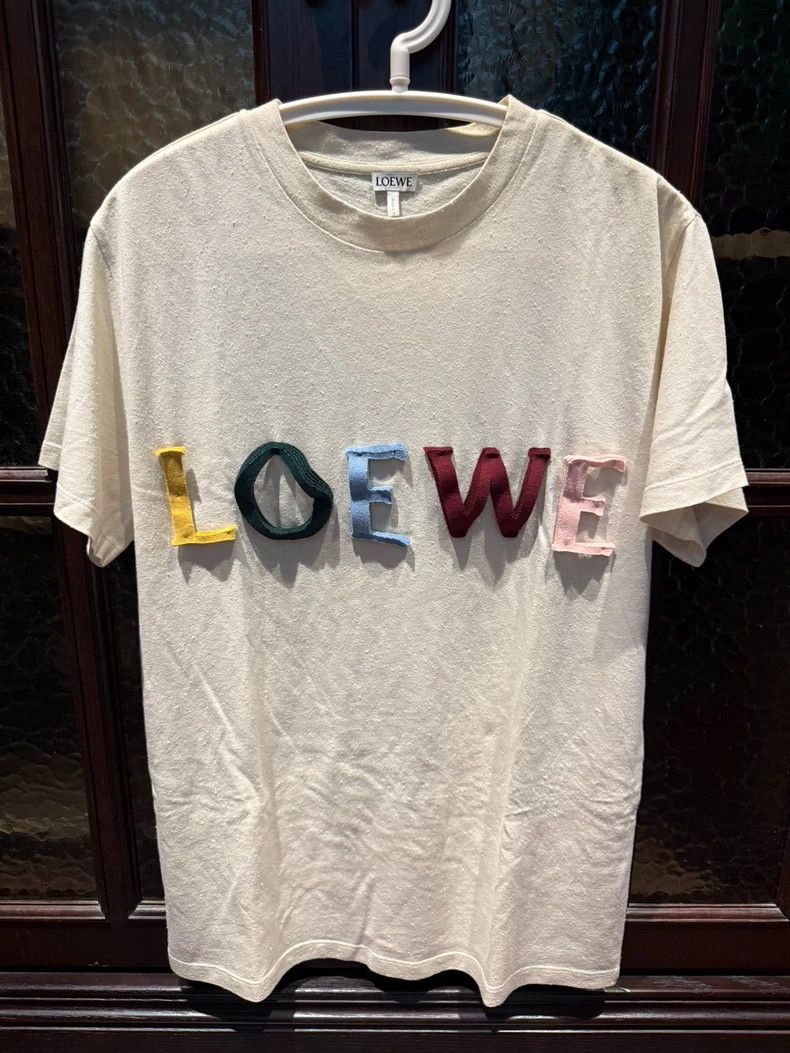 Loewe LOEWE Make a beige colored lettered short sleeve T-shirt Size XS / US 0-2 / IT 36-38 - 1 Thumbnail