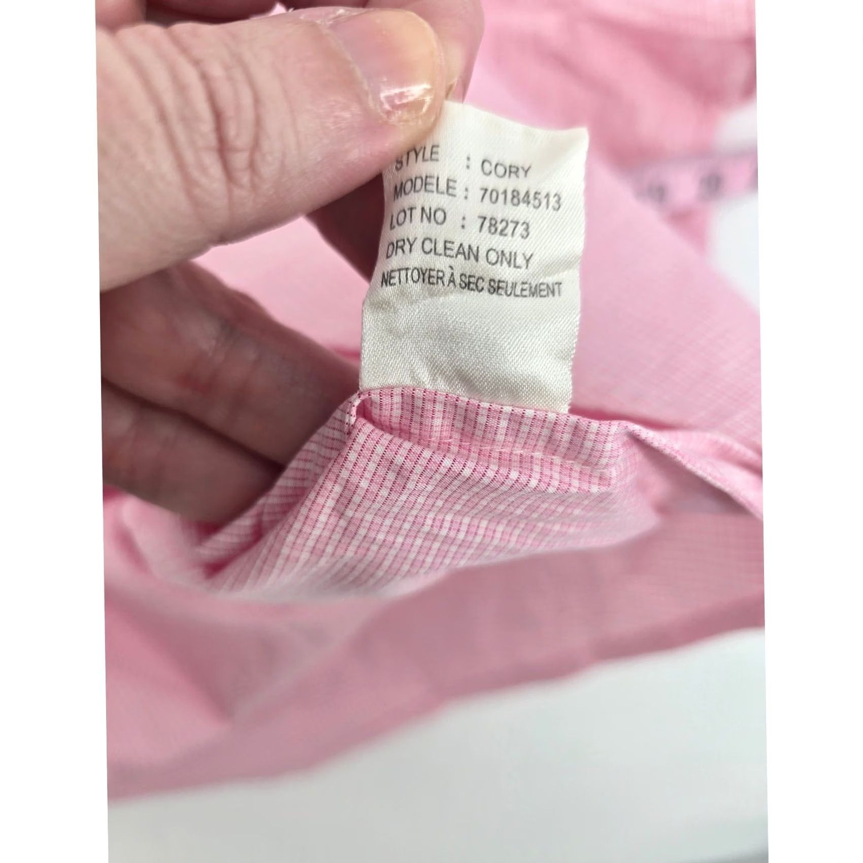 Theory Theory Cory Pink Micro Gingham Button-Down Shirt Mens Large Slim Short Sleeve Stretch Size US L / EU 52-54 / 3 - 5 Thumbnail