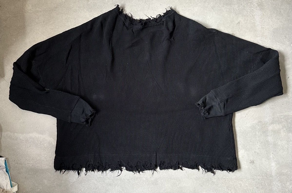 Vintage WAFFLE BAGGY DISTRESSED SWEATSHIRT Size US XXL / EU 58 / 5 - 1 Thumbnail