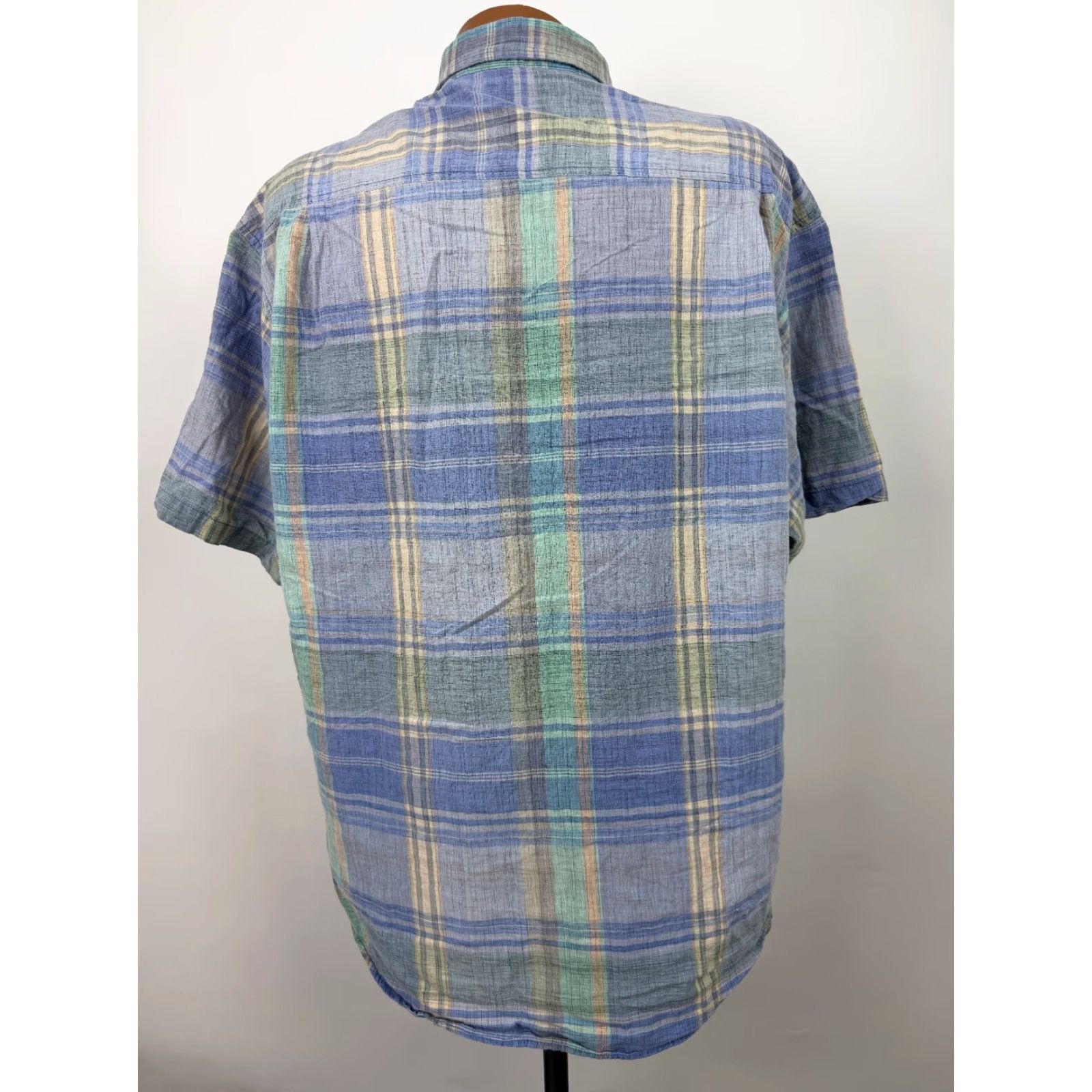 Guess VINTAGE GUESS Button-Up Shirt Men Large Blue Plaid Cotton 80s 90s Casual Work USA Size US L / EU 52-54 / 3 - 6 Thumbnail