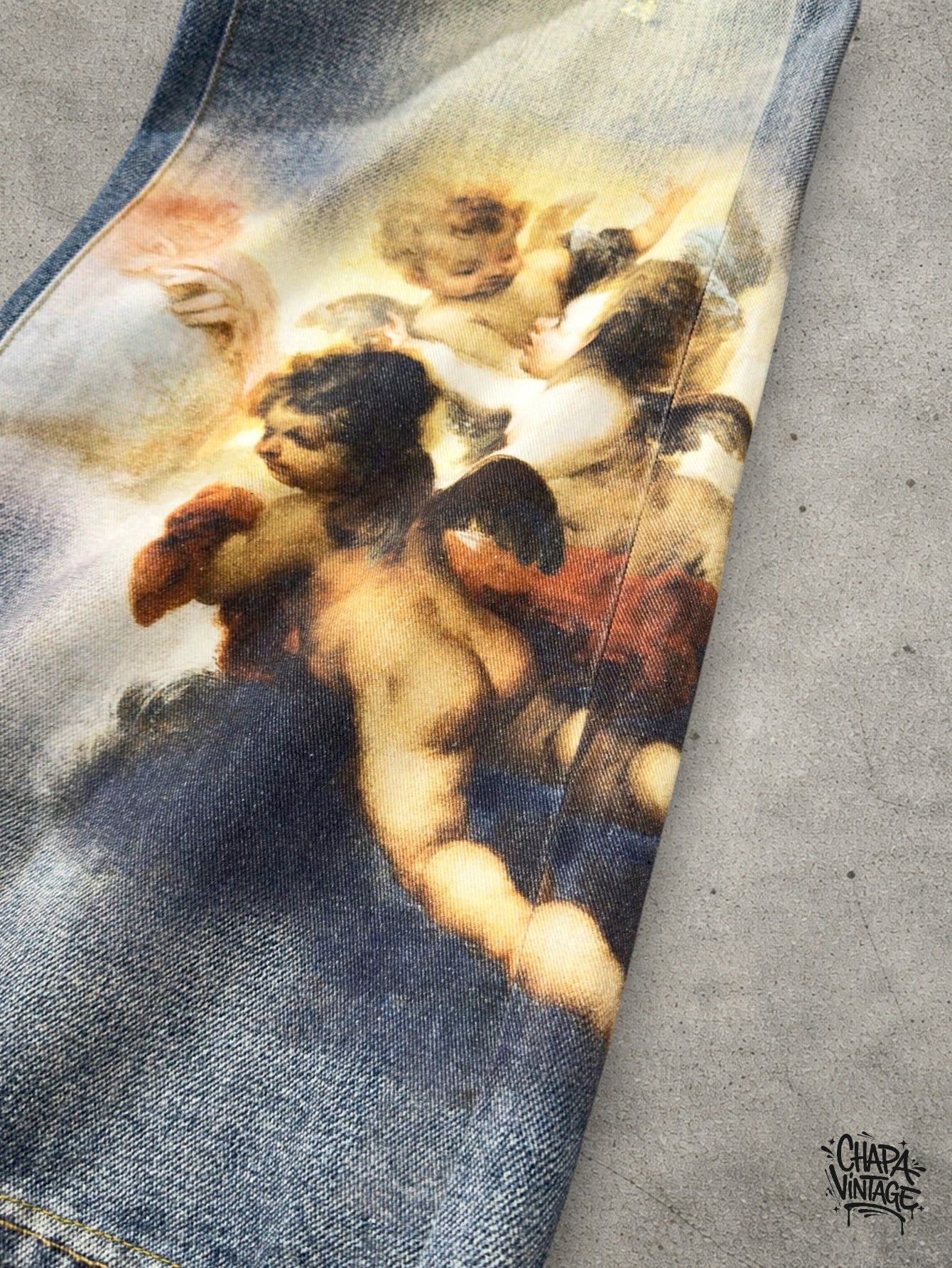 Vintage Washed angel print jeans Size US 32 / EU 48 - 4 Thumbnail