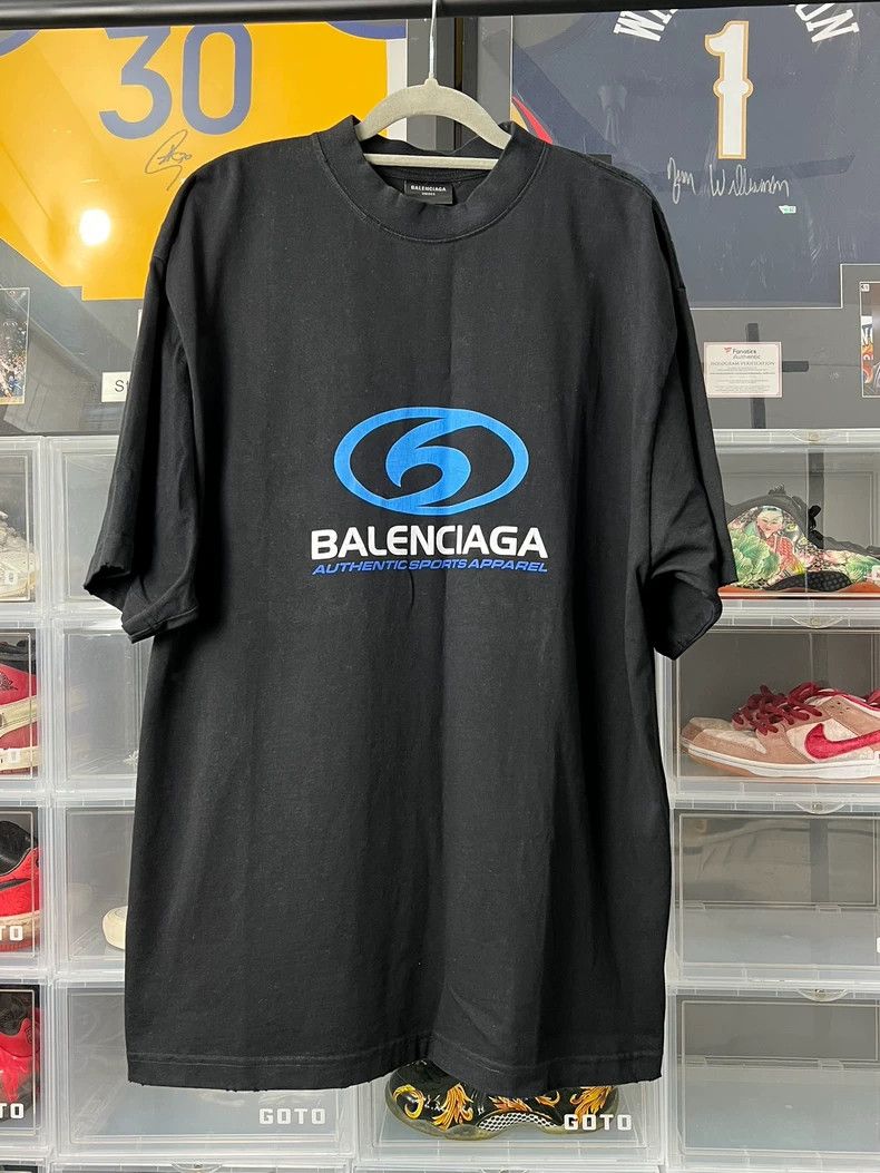 Balenciaga Balenciaga Black Sports blue logo short sleeves Size US M / EU 48-50 / 2 - 1 Thumbnail