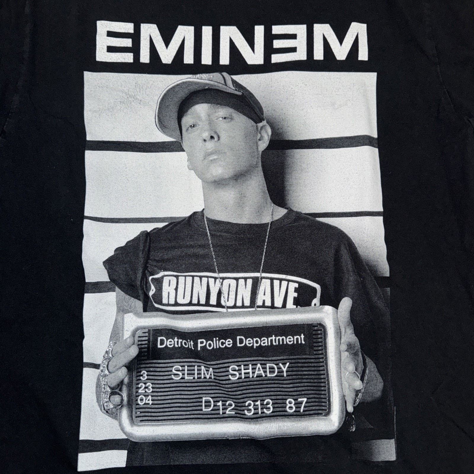 Eminem × Rap Tees × Vintage Eminem Mug Shot T-Shirt Black Large 19x29 Size US L / EU 52-54 / 3 - 2 Thumbnail