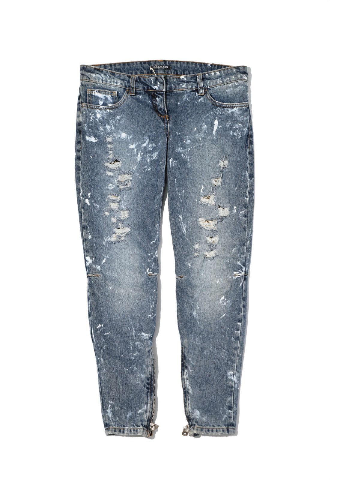 Balmain Balmain AW10 Chainmail Painted Skinny Low Rise Jeans Size US 28 / EU 44 - 1 Thumbnail