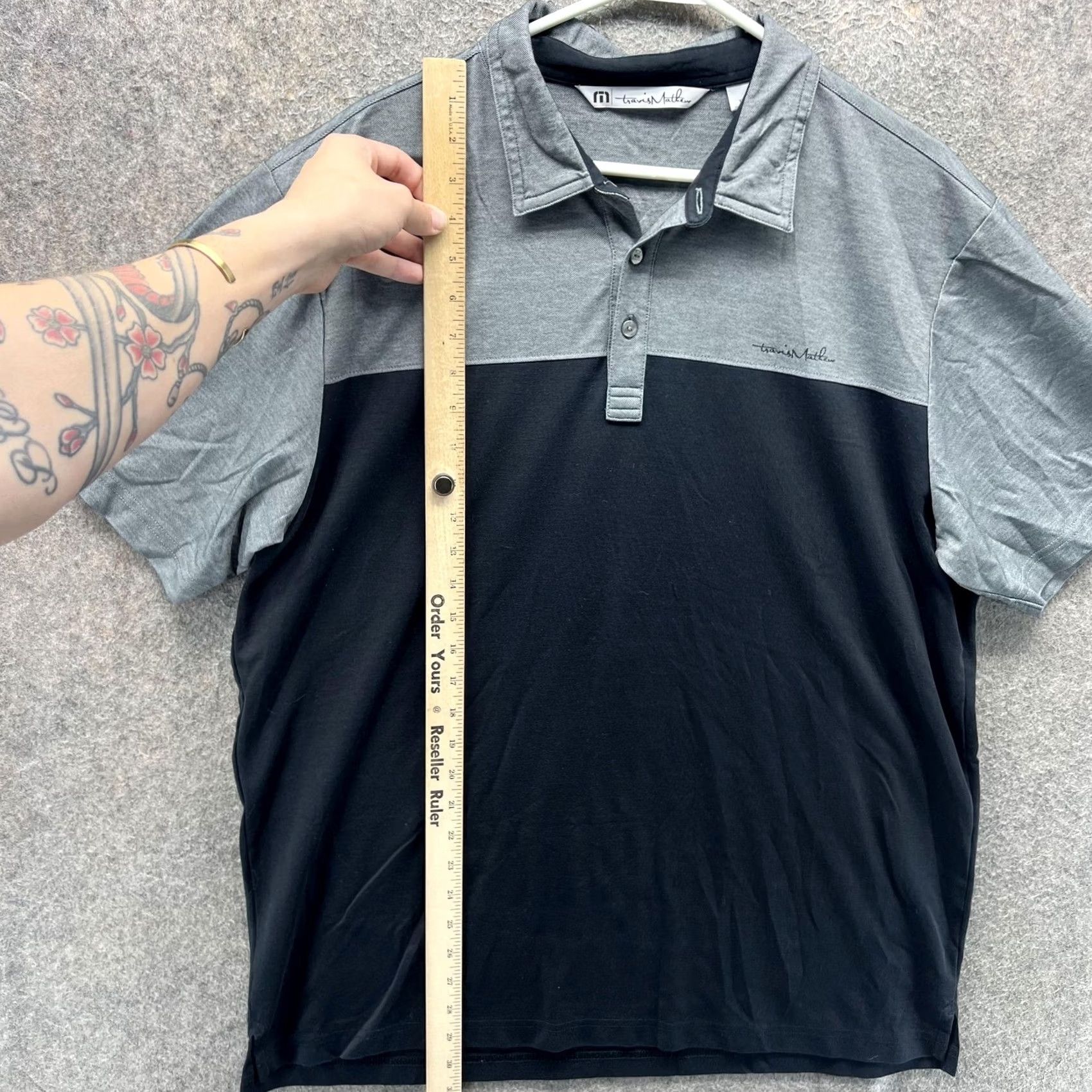 TravisMathew Travis Mathew Polo Shirt Mens XL Black Gray Colorblock Golf Stretch Casual Shirt Size US XL / EU 56 / 4 - 7 Thumbnail