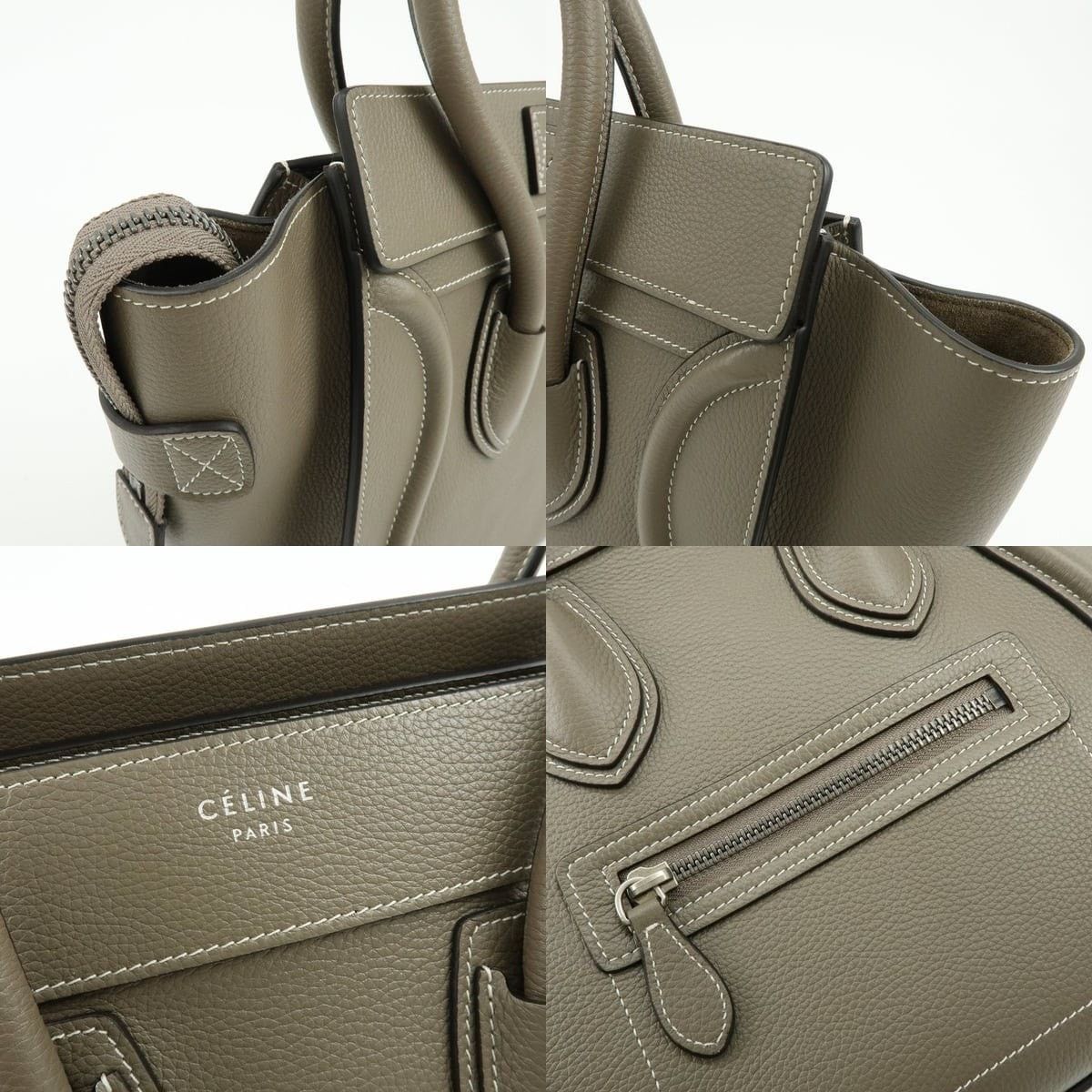 Celine Celine Luggage Micro Shopper Calfskin Tote Gray Size ONE SIZE - 6 Thumbnail