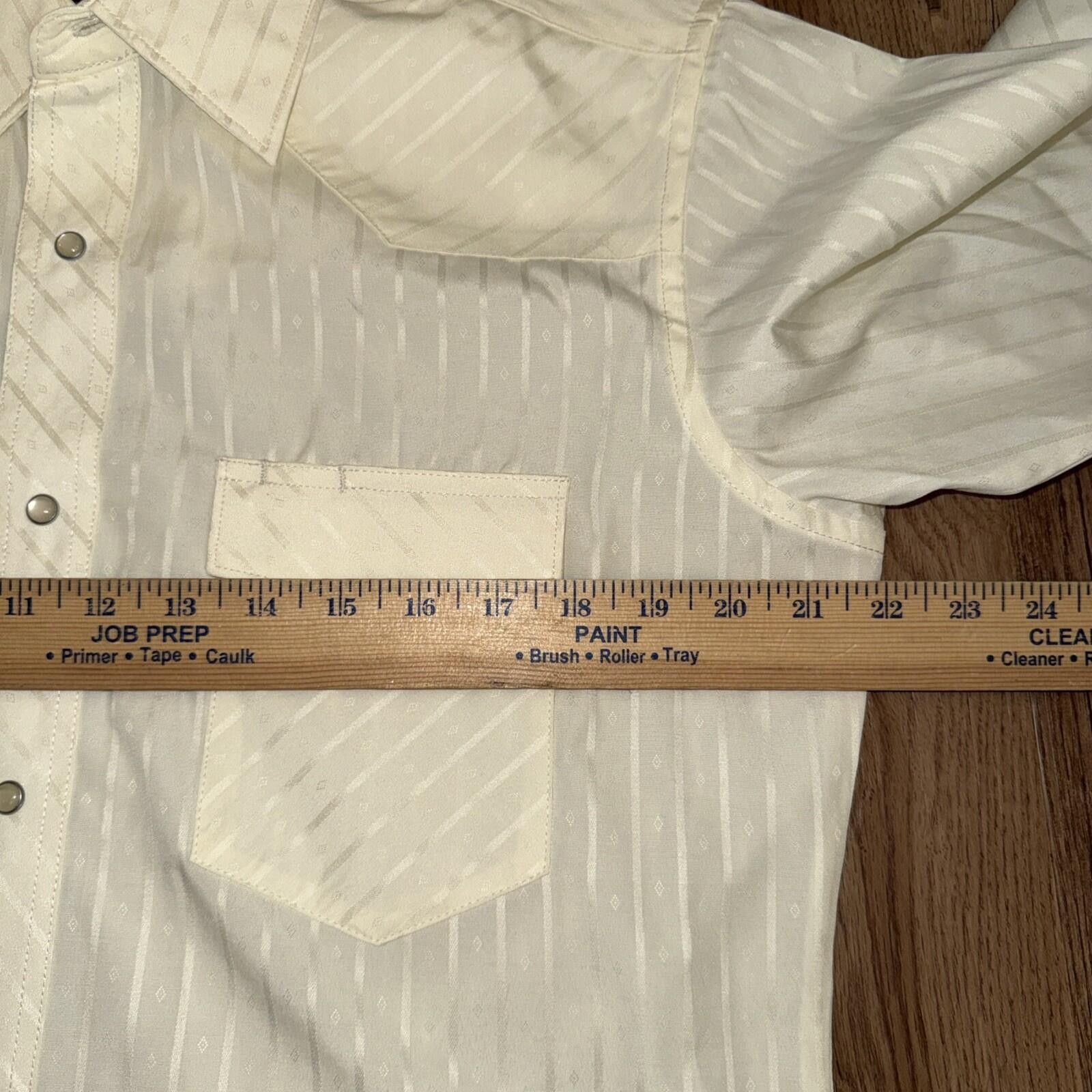 Wrangler Wrangler Men’s M Dobby Stripe Pearl Snap Western Shirt Cream Size US M / EU 48-50 / 2 - 6 Thumbnail