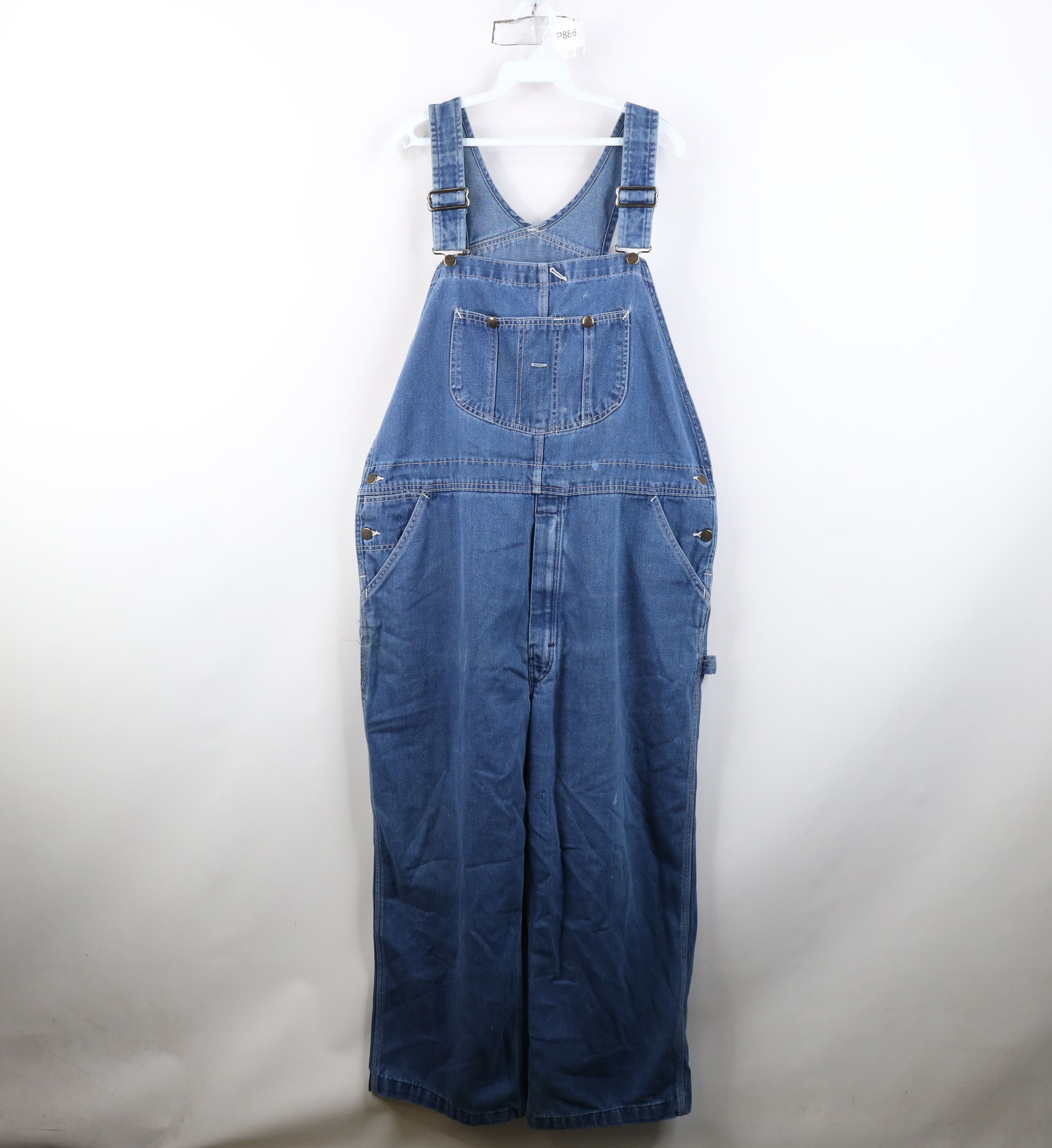 Vintage Vintage 70s Streetwear Distressed Wide Leg Denim Overalls Size US 38 / EU 54 - 1 Thumbnail