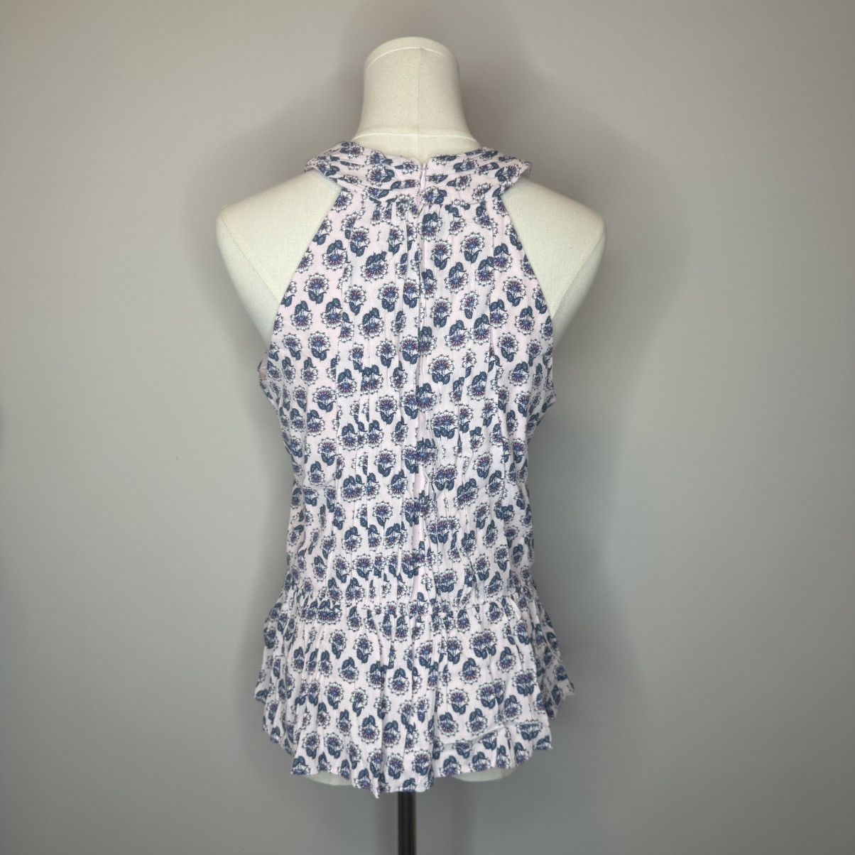 Loft LOFT Pink Halter Peplum Top with Blue Floral Print Size M / US 6-8 / IT 42-44 - 3 Thumbnail