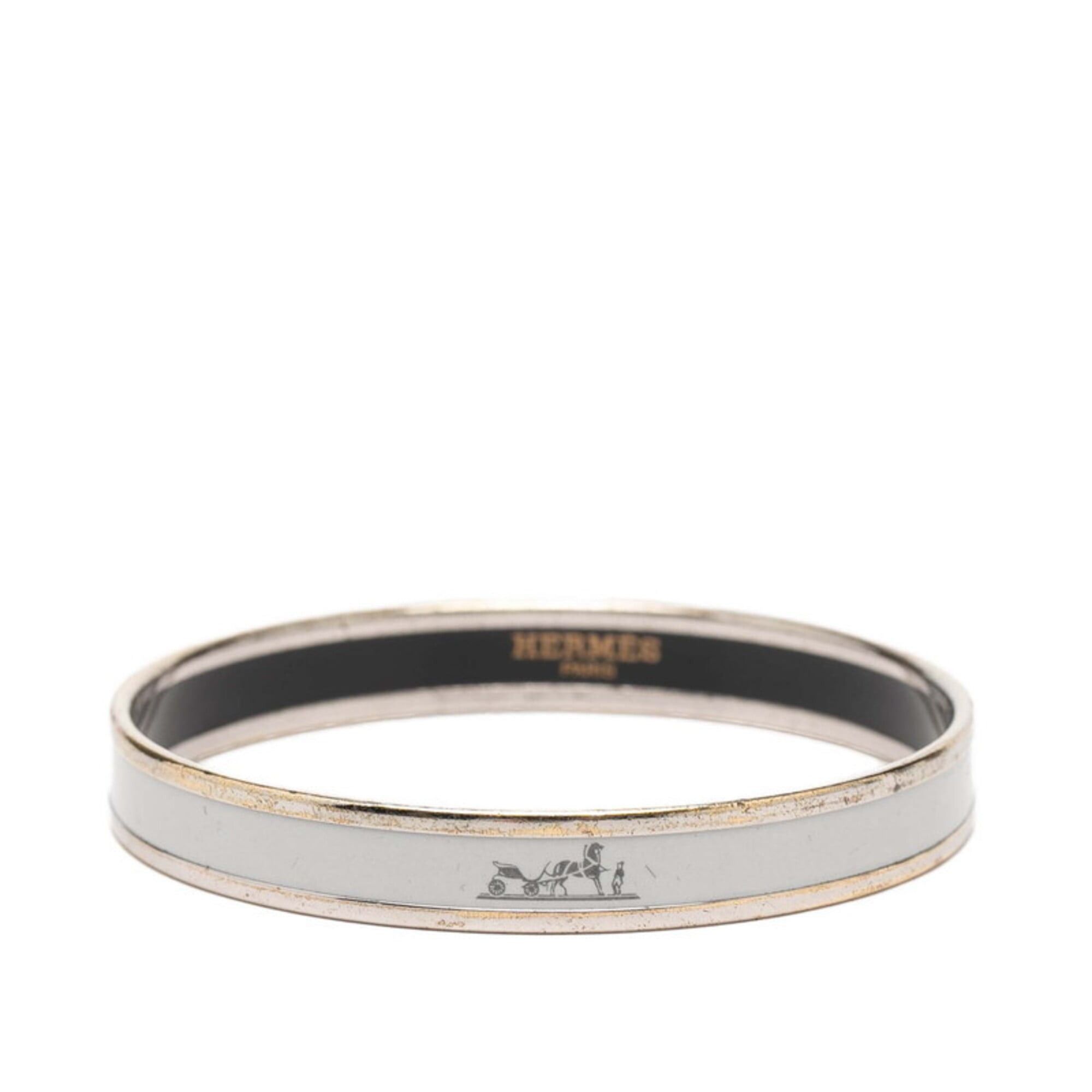 Hermes Hermes Email PM Bangle, Silver, Gray Metal, Women's Size ONE SIZE - 1 Thumbnail