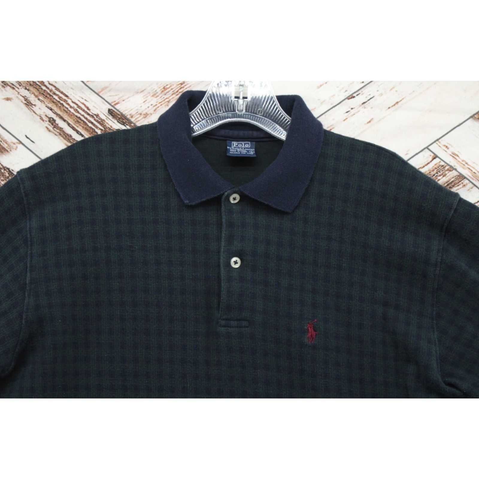 Polo Ralph Lauren VINTAGE Polo Ralph Lauren Sweater Shirt Men L Blue Green Check Cotton Knit Pullover Embroidered Logo 90s Preppy Mens Size US L / EU 52-54 / 3 - 3 Thumbnail