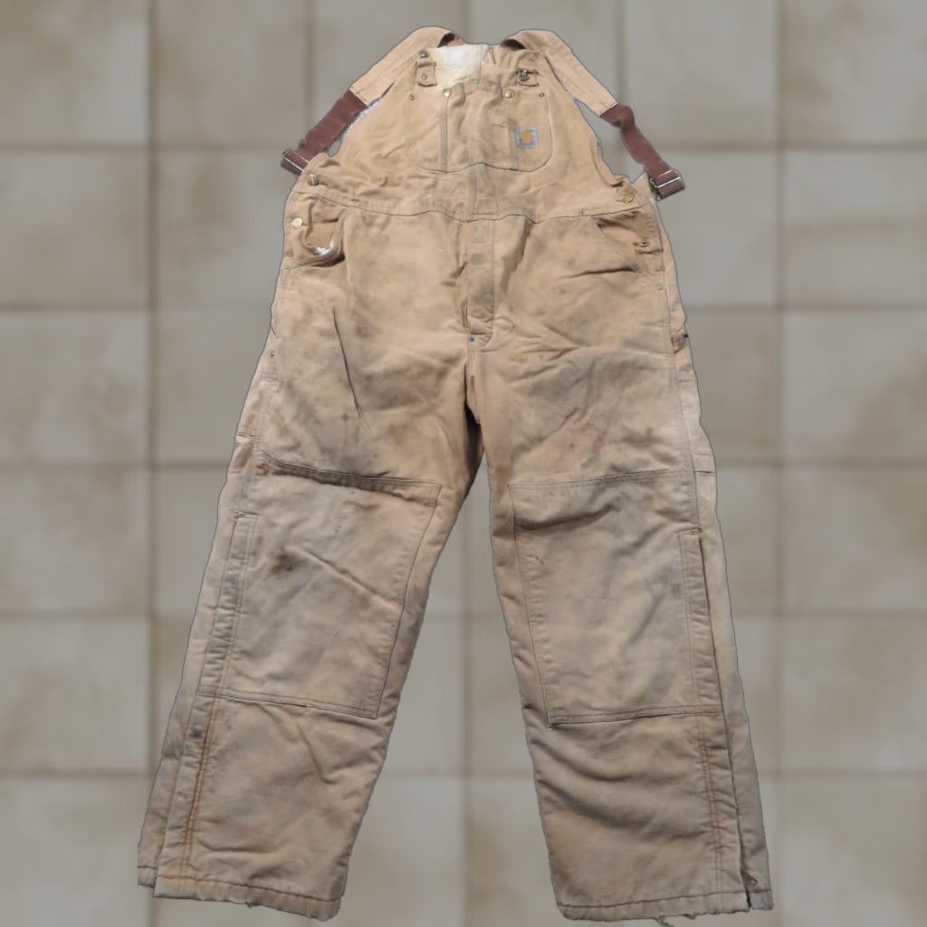 Carhartt VINTAGE Carhartt Bib Overalls Canvas Duck Insulated 44X29.5 Brown USA Mens Workwear 5-Pocket Zipper Button Front Pants Size US 44 / EU 60 - 1 Thumbnail