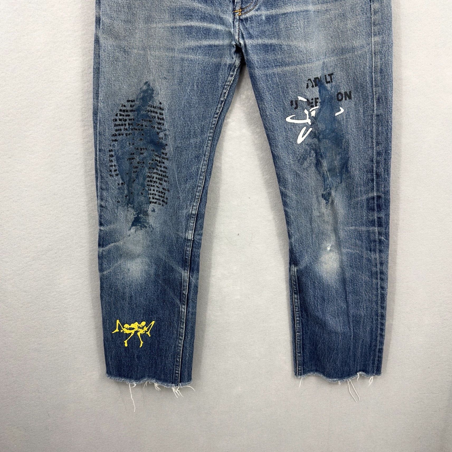 A.P.C. VINTAGE A.P.C. Selvedge Distressed Denim Jeans Women 28 Painted Academia Skull Grunge Jeans Size 28" / US 6 / IT 42 - 2 Thumbnail