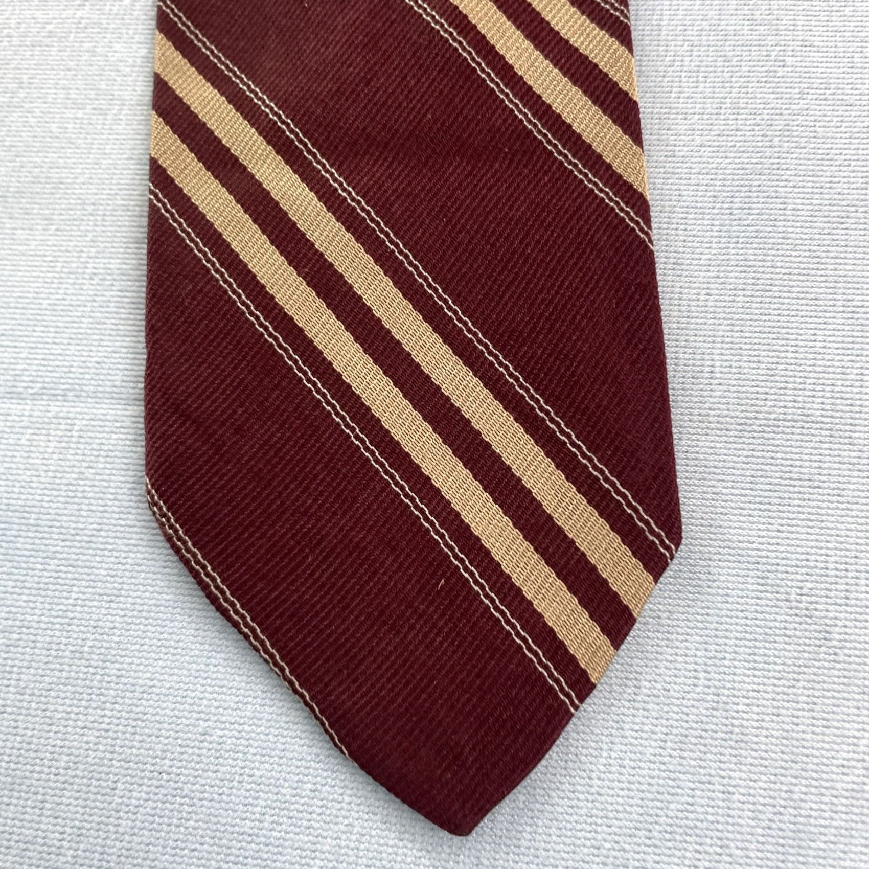 MCM VINTAGE Atkinsons CA vtg 60s MCM NeckTie All Silk Repp Tie Red Tan Multi Stripe 2.7x58 Men's Tie Red Tan Stripe Repp Tie Vintage 1960s Size ONE SIZE - 2 Thumbnail