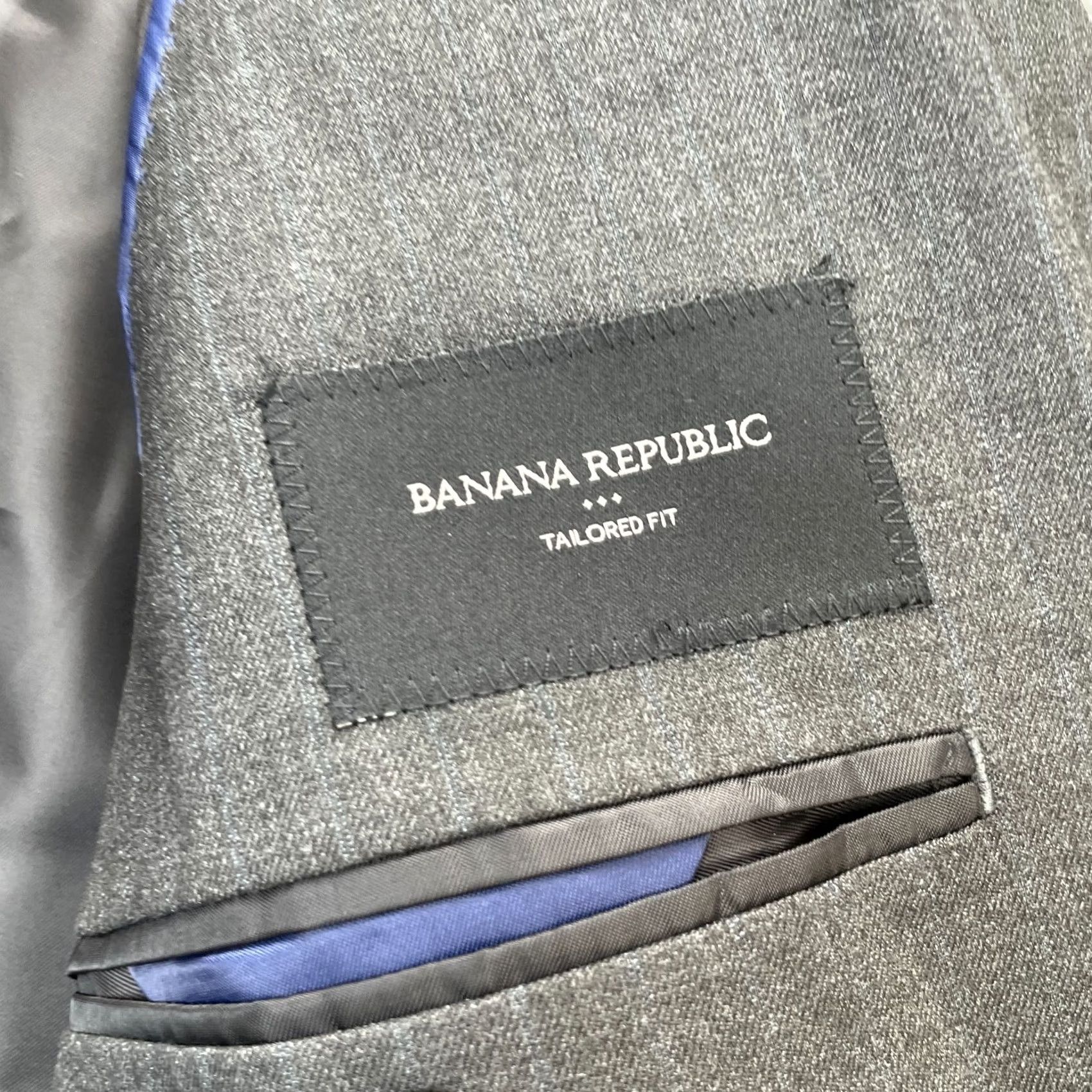 Banana Republic Banana Republic Jacket Mens 42L Gray Blazer Coat Striped Notch Lapel Single-Breasted 2-Button Formal Size 42R - 4 Thumbnail
