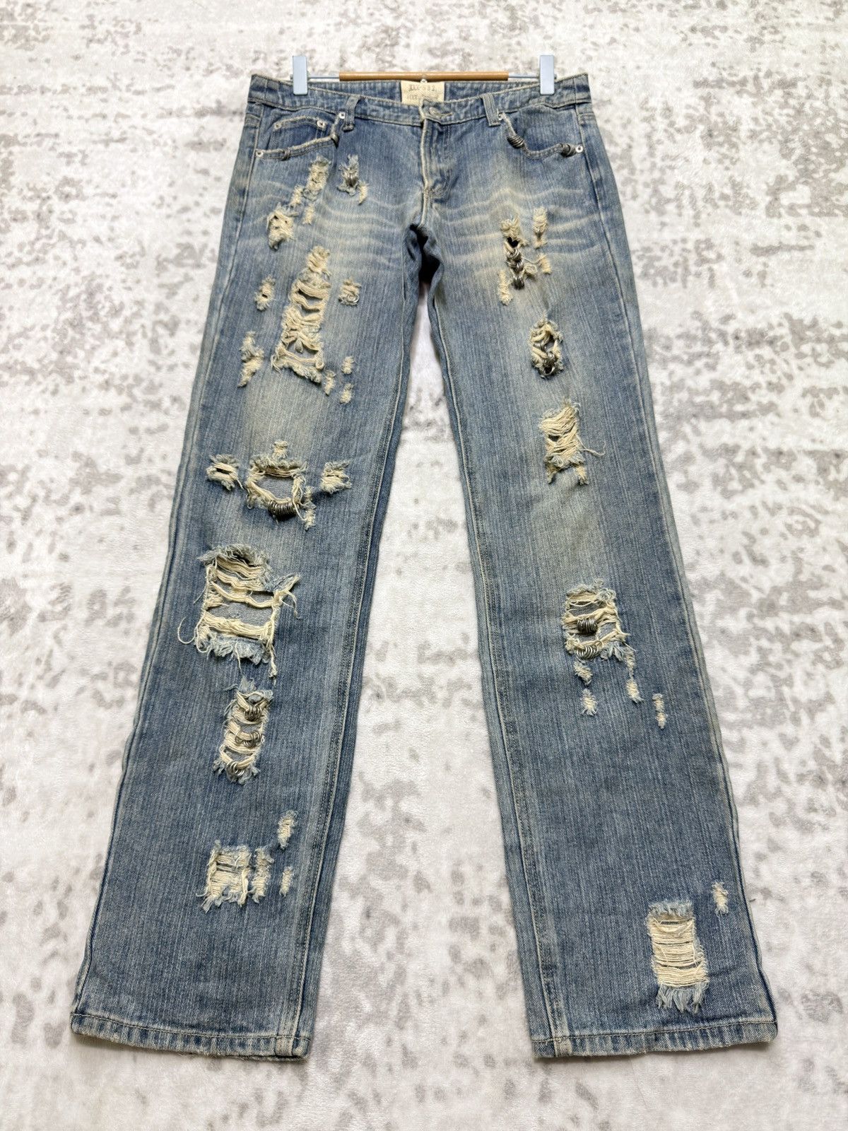 If Six Was Nine Hit Project Distressed Ring Hardware Light Wash Grunge Denim Size US 30 / EU 46 - 1 Thumbnail