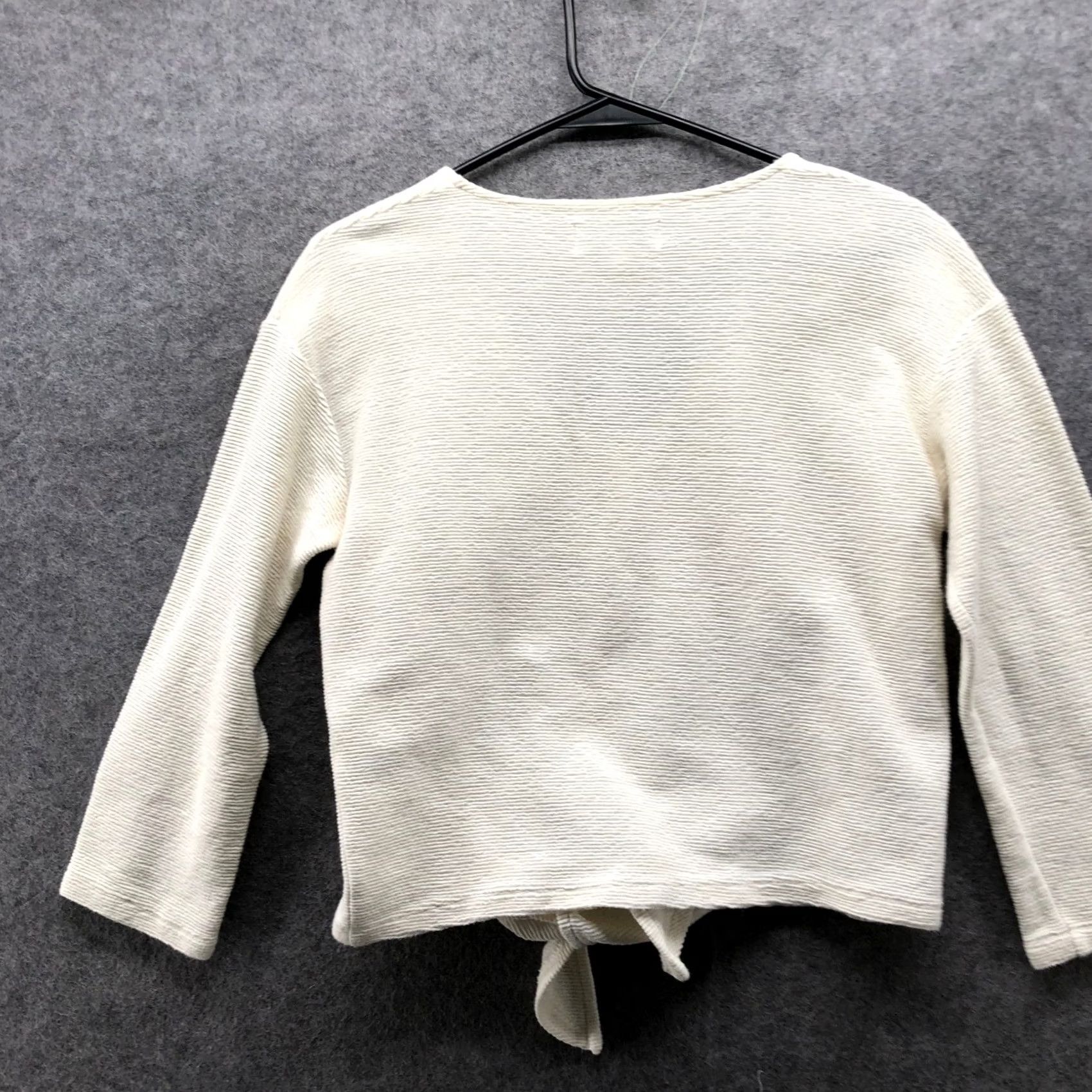 Madewell Madewell Tie Front Top Womens XS Cream Ivory V-Neck Cropped Texture & Thread Size XS / US 0-2 / IT 36-38 - 2 Thumbnail