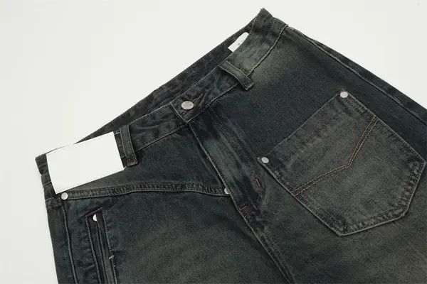 Japanese Brand VIBE Men's loose washed gradient stitching work jeans y2k Size US 32 / EU 48 - 4 Thumbnail