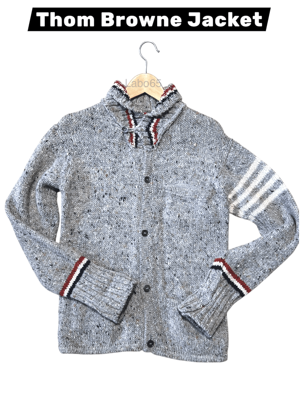 Thom Browne THOM BROWNE » Iconic 4-Bar Wool Cardigan Jacket // Grey Size US S / EU 44-46 / 1 - 4 Thumbnail
