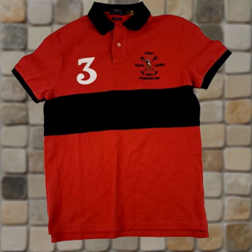 Polo Ralph Lauren Polo Ralph Lauren Shirt Polo #3 1/4 Button Medium Red Button-Up Men M Short Sleeve Collared Knit Cotton Regular 26in Long 20in Pit to Pit Red Size US M / EU 48-50 / 2 - 1 Thumbnail