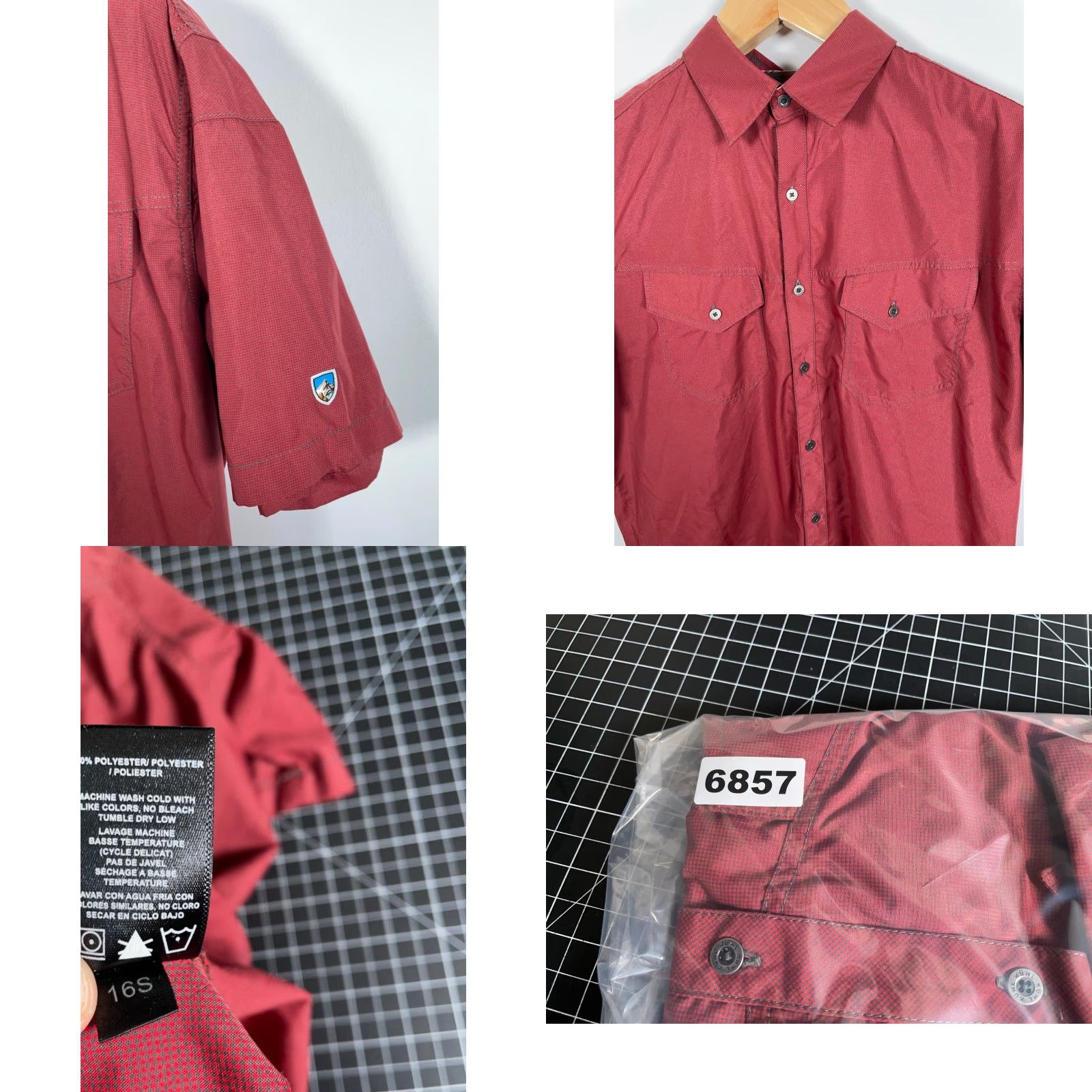 Vintage Kuhl Shirt Short Sleeve Men's XL Dark Red Check Polyester Hiking Button-Up Casual Outdoor Size US XL / EU 56 / 4 - 8 Thumbnail
